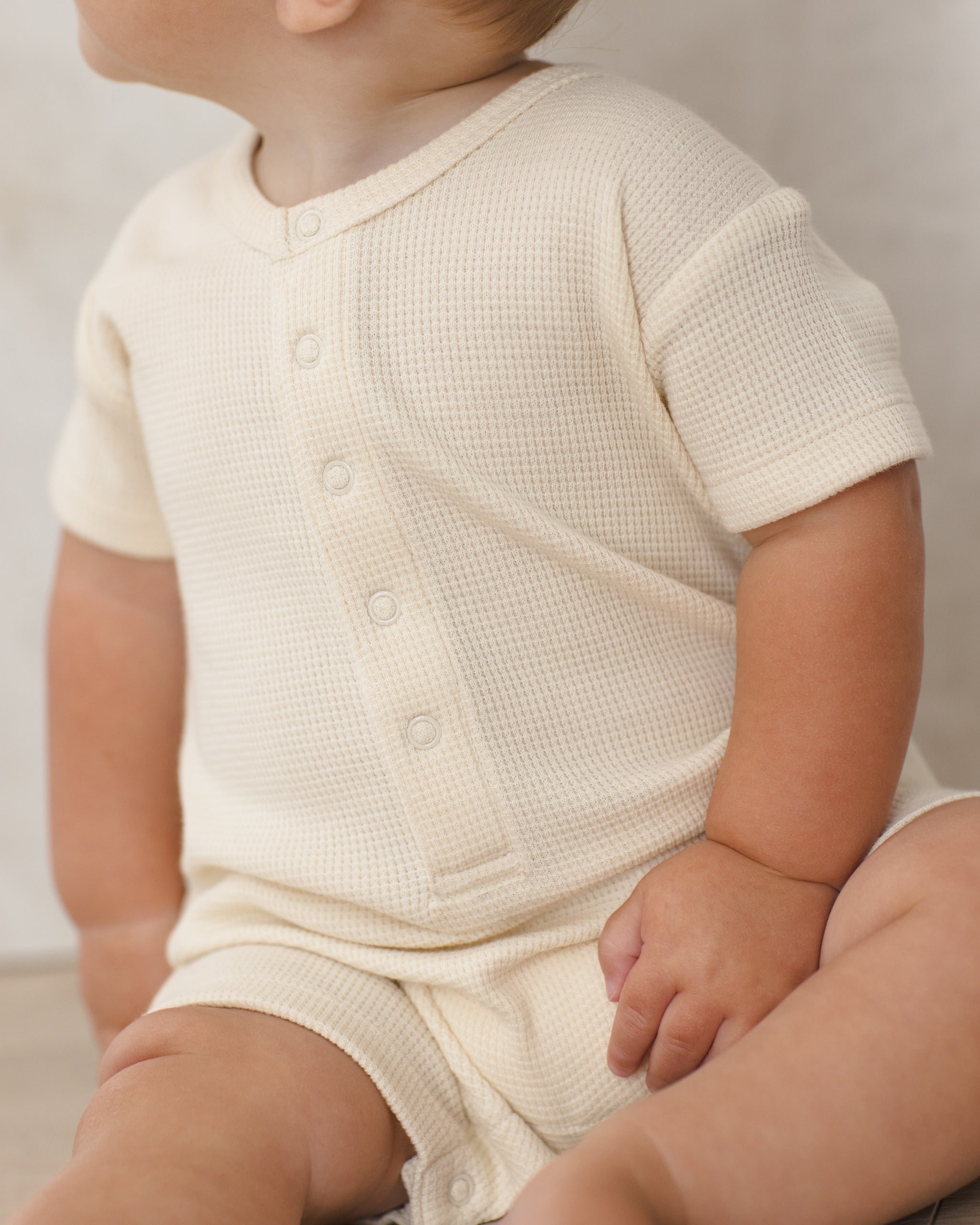Waffle Snap Romper Natural - Rylee + Cru | Kids Clothes | Trendy Baby Clothes | Modern Infant Outfits |