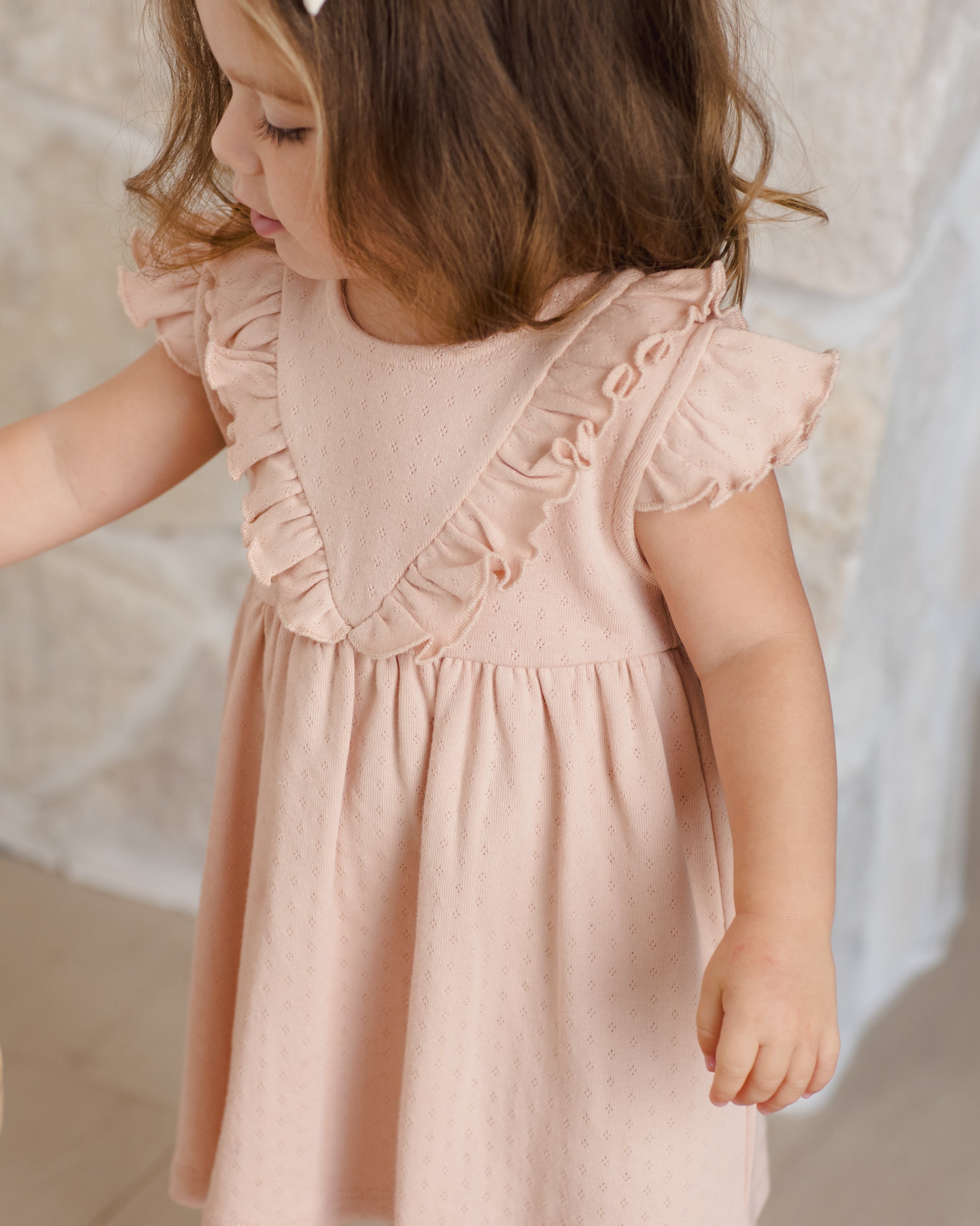 Sleeveless Ruffle V Dress Melon - Rylee + Cru | Kids Clothes | Trendy Baby Clothes | Modern Infant Outfits |