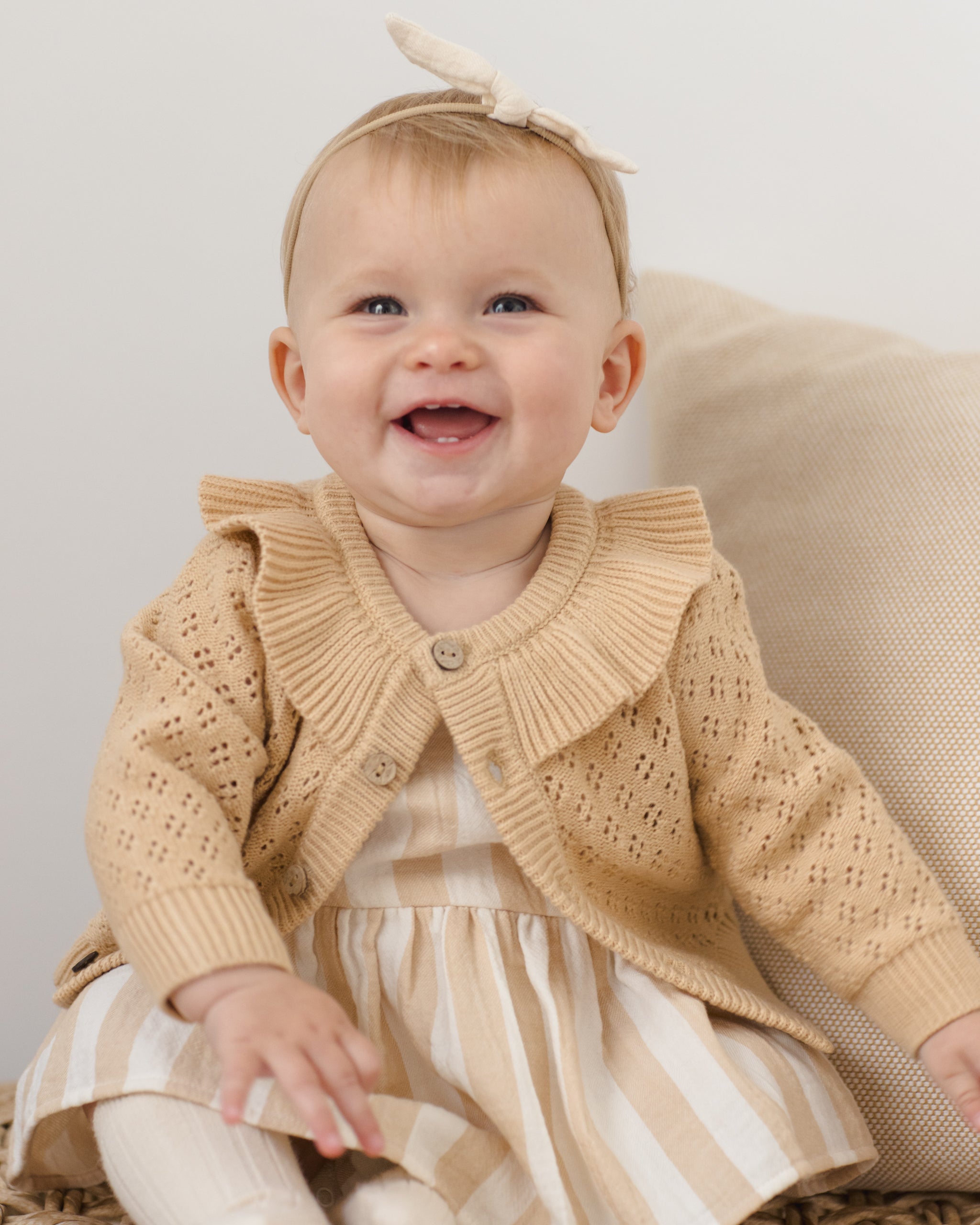 Ruffle Collar Cardigan Butterscotch - Rylee + Cru | Kids Clothes | Trendy Baby Clothes | Modern Infant Outfits |