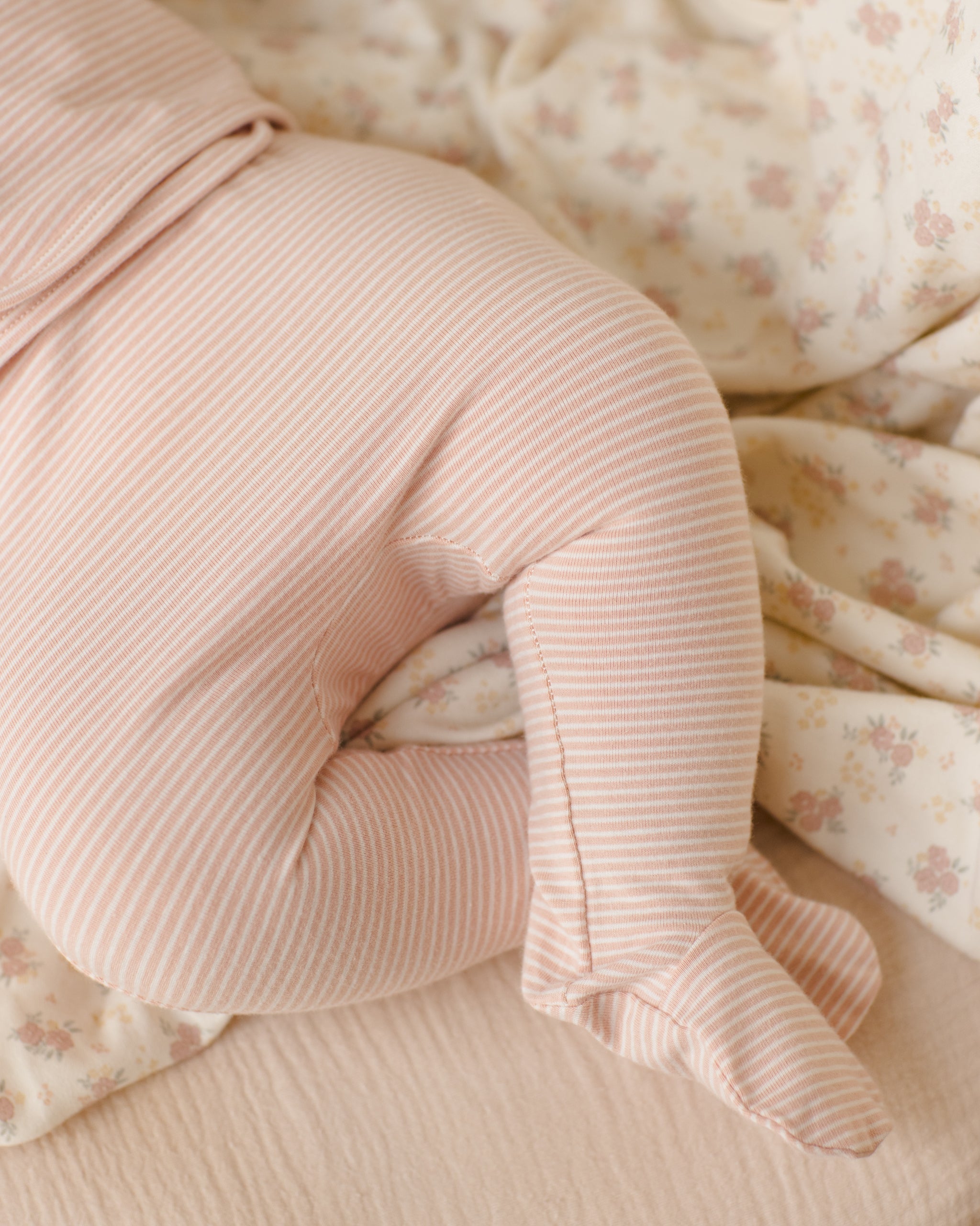 Wrap Top + Footed Pant Set Melon Micro Stripe - Rylee + Cru | Kids Clothes | Trendy Baby Clothes | Modern Infant Outfits |