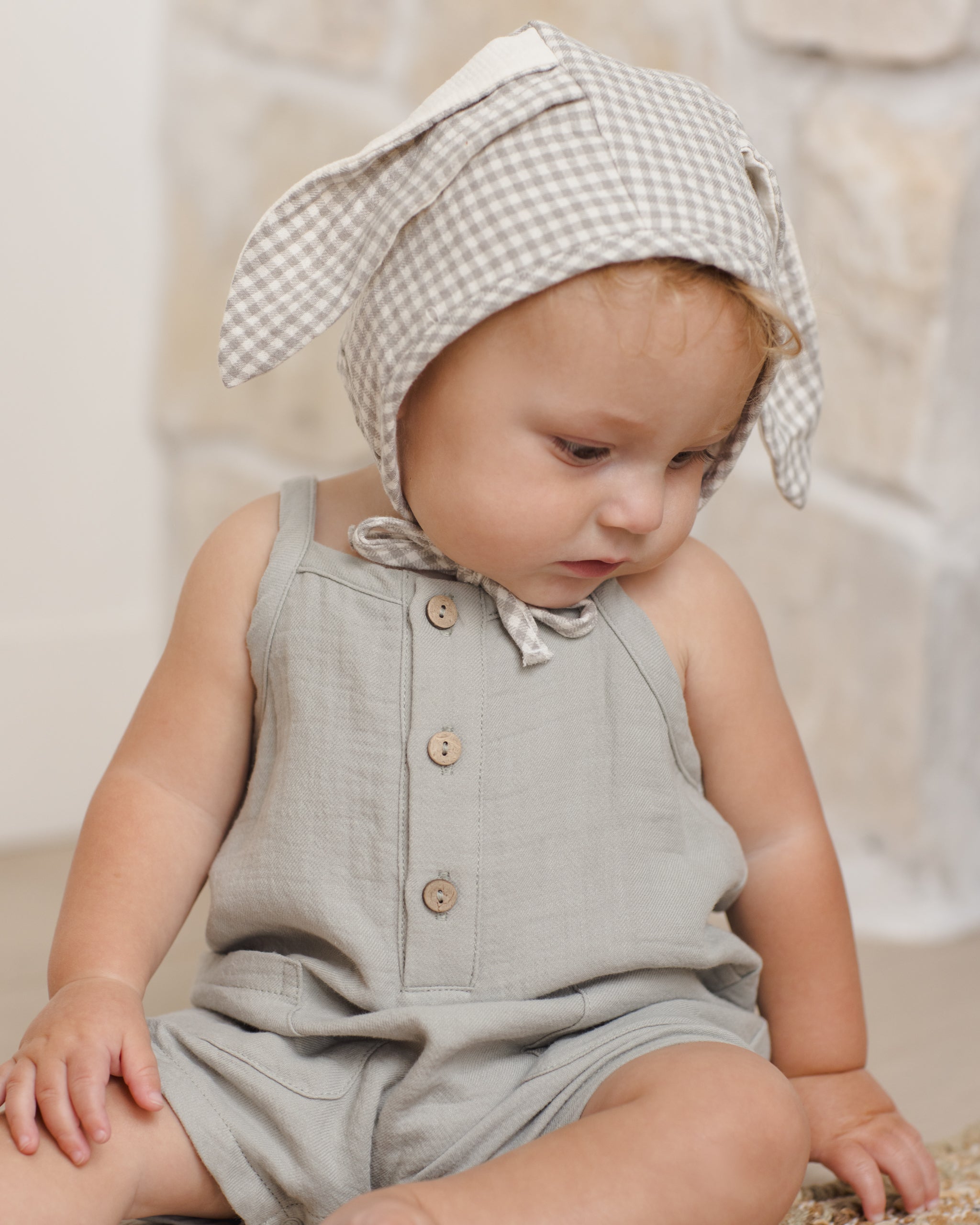 Bunny Bonnet Sage Gingham - Rylee + Cru | Kids Clothes | Trendy Baby Clothes | Modern Infant Outfits |