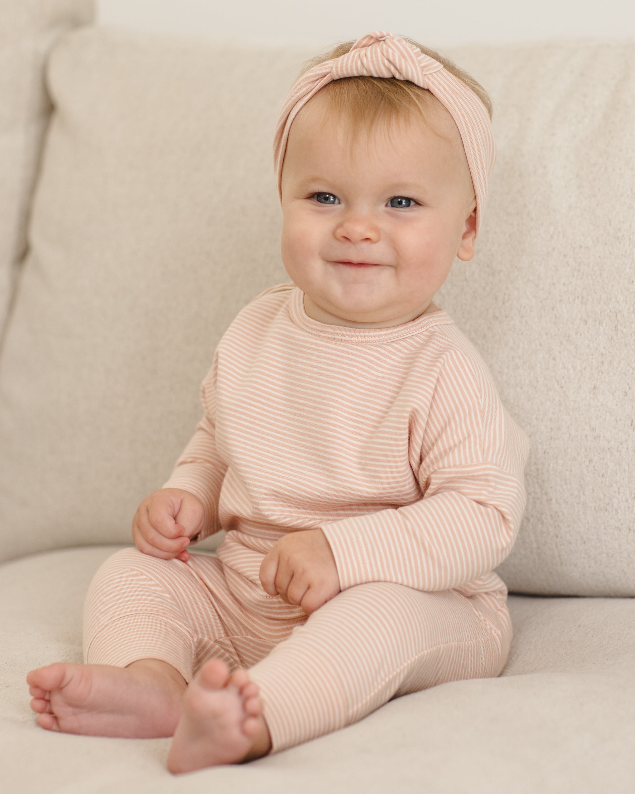 Long Sleeve Tee Melon Micro Stripe - Rylee + Cru | Kids Clothes | Trendy Baby Clothes | Modern Infant Outfits |