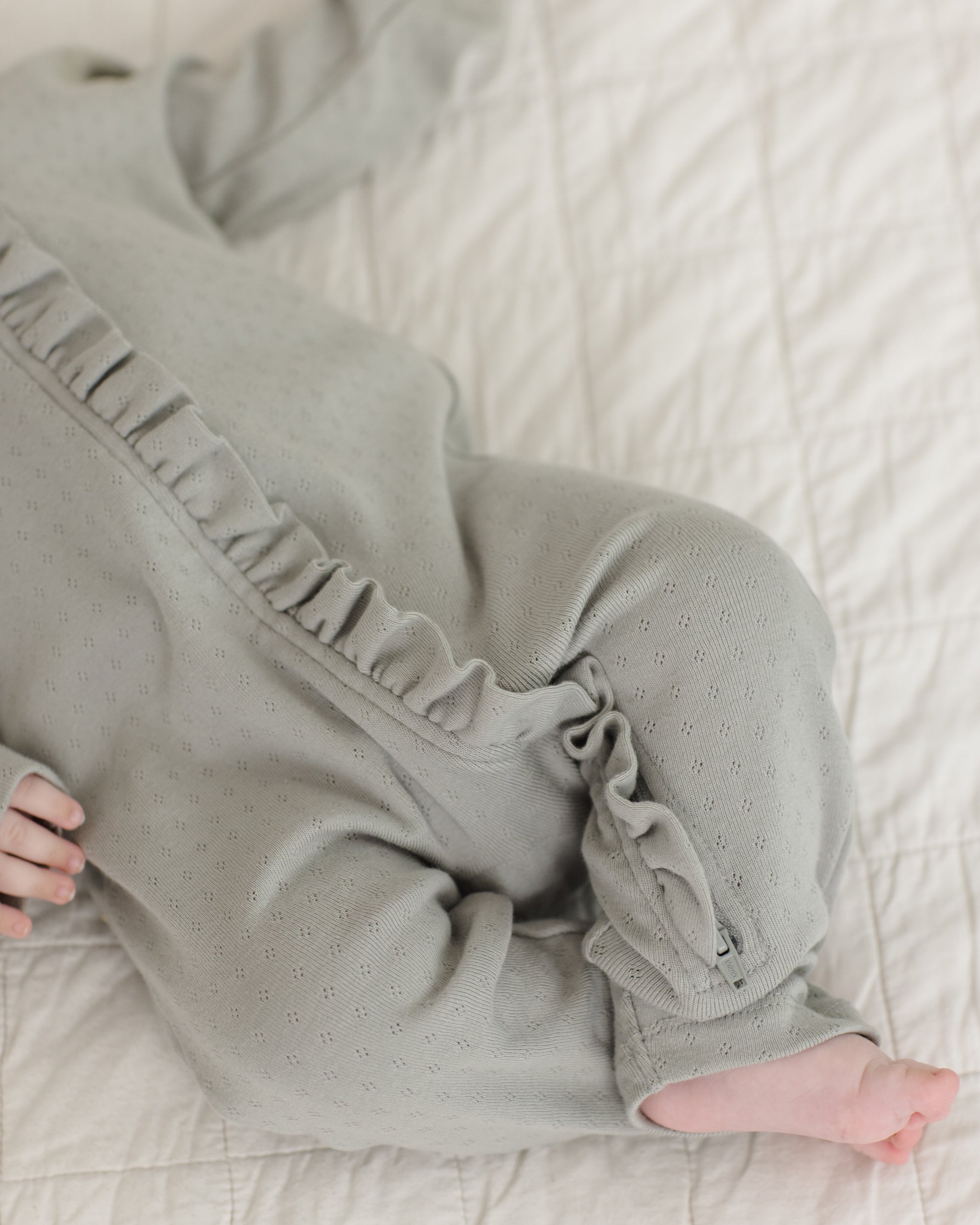 Ruffle Jumpsuit Sage - Rylee + Cru | Kids Clothes | Trendy Baby Clothes | Modern Infant Outfits |