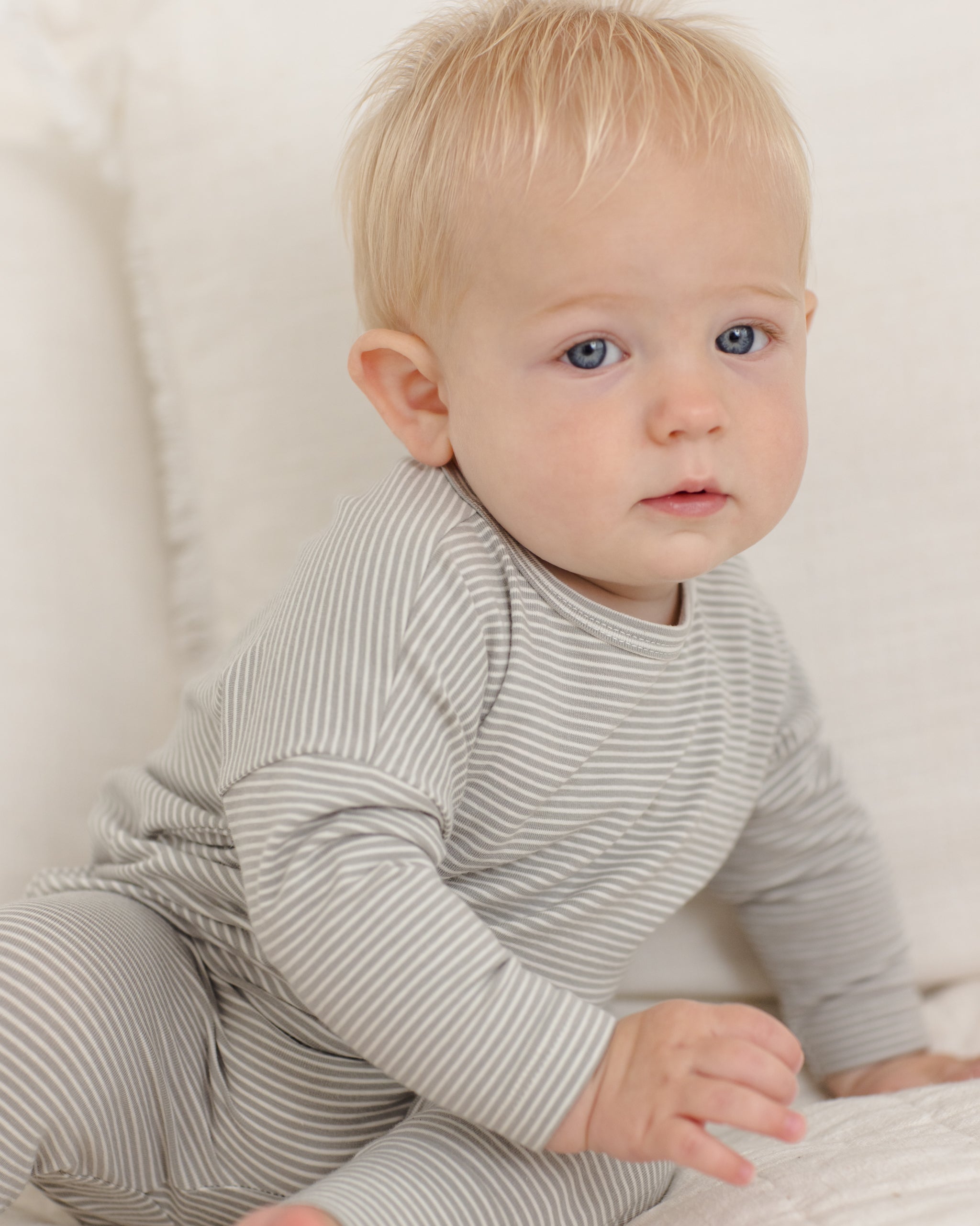 Long Sleeve Tee Sage Micro Stripe - Rylee + Cru | Kids Clothes | Trendy Baby Clothes | Modern Infant Outfits |