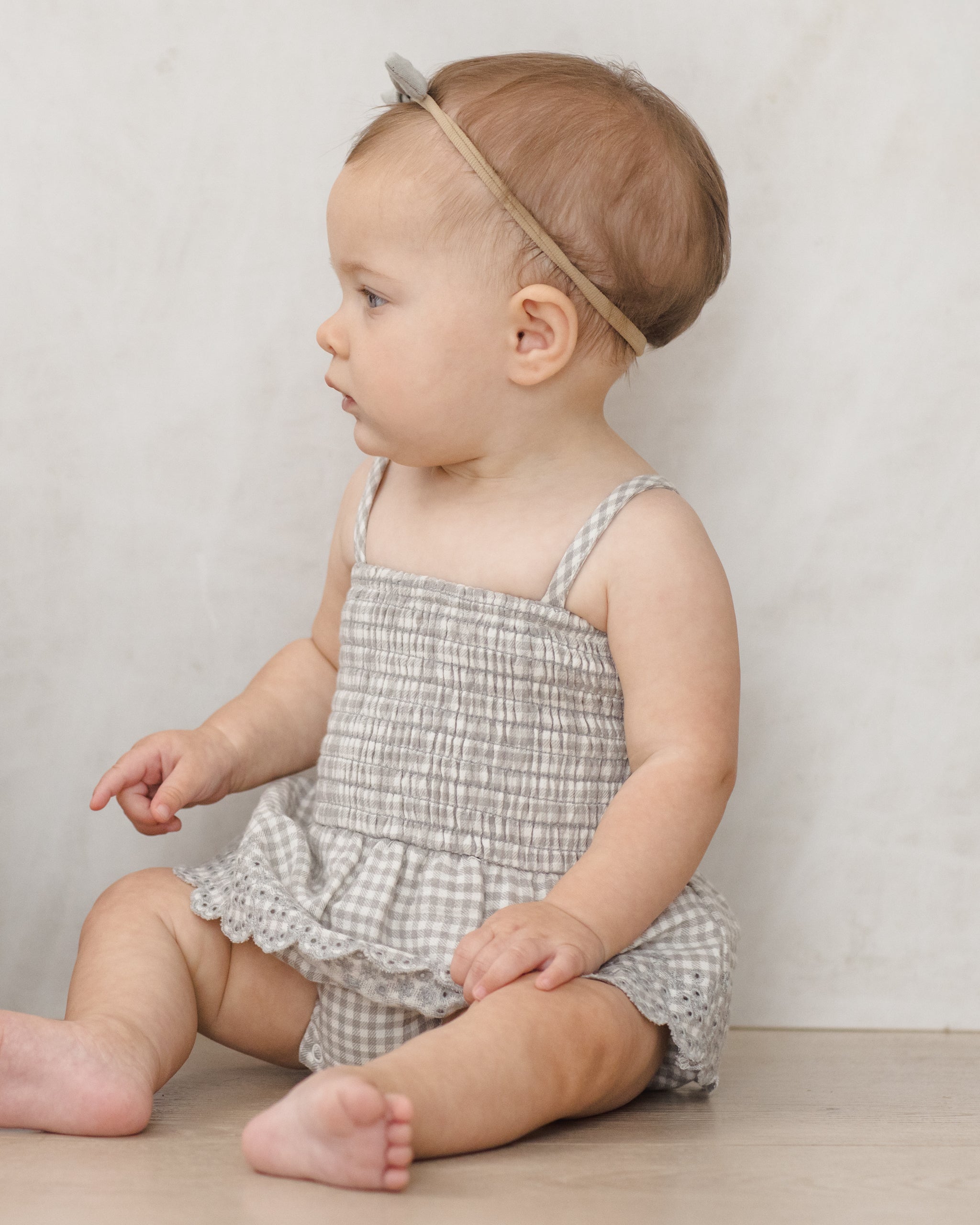Smocked Skirted Romper Sage Gingham - Rylee + Cru | Kids Clothes | Trendy Baby Clothes | Modern Infant Outfits |
