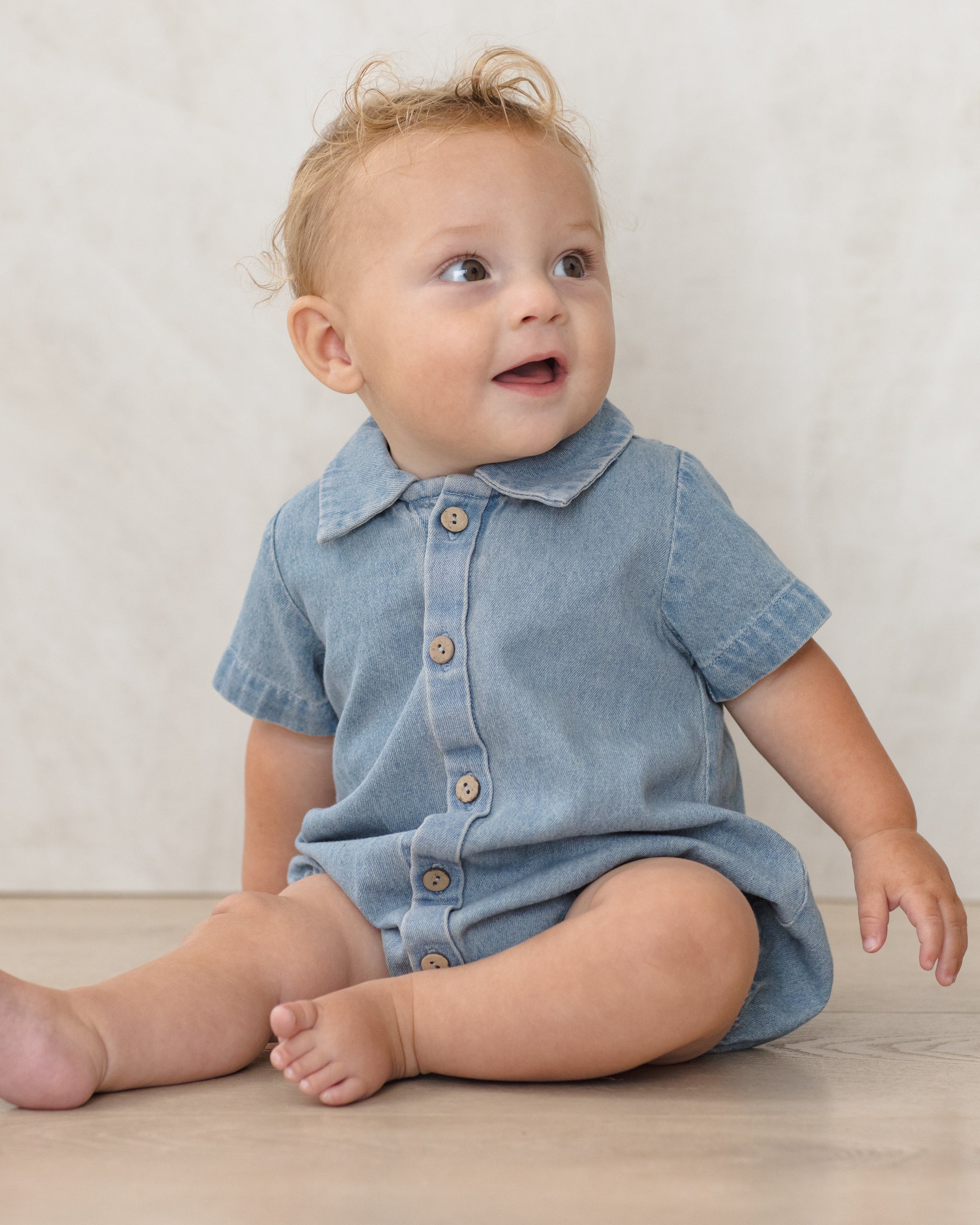Matteo Romper Chambray - Rylee + Cru | Kids Clothes | Trendy Baby Clothes | Modern Infant Outfits |