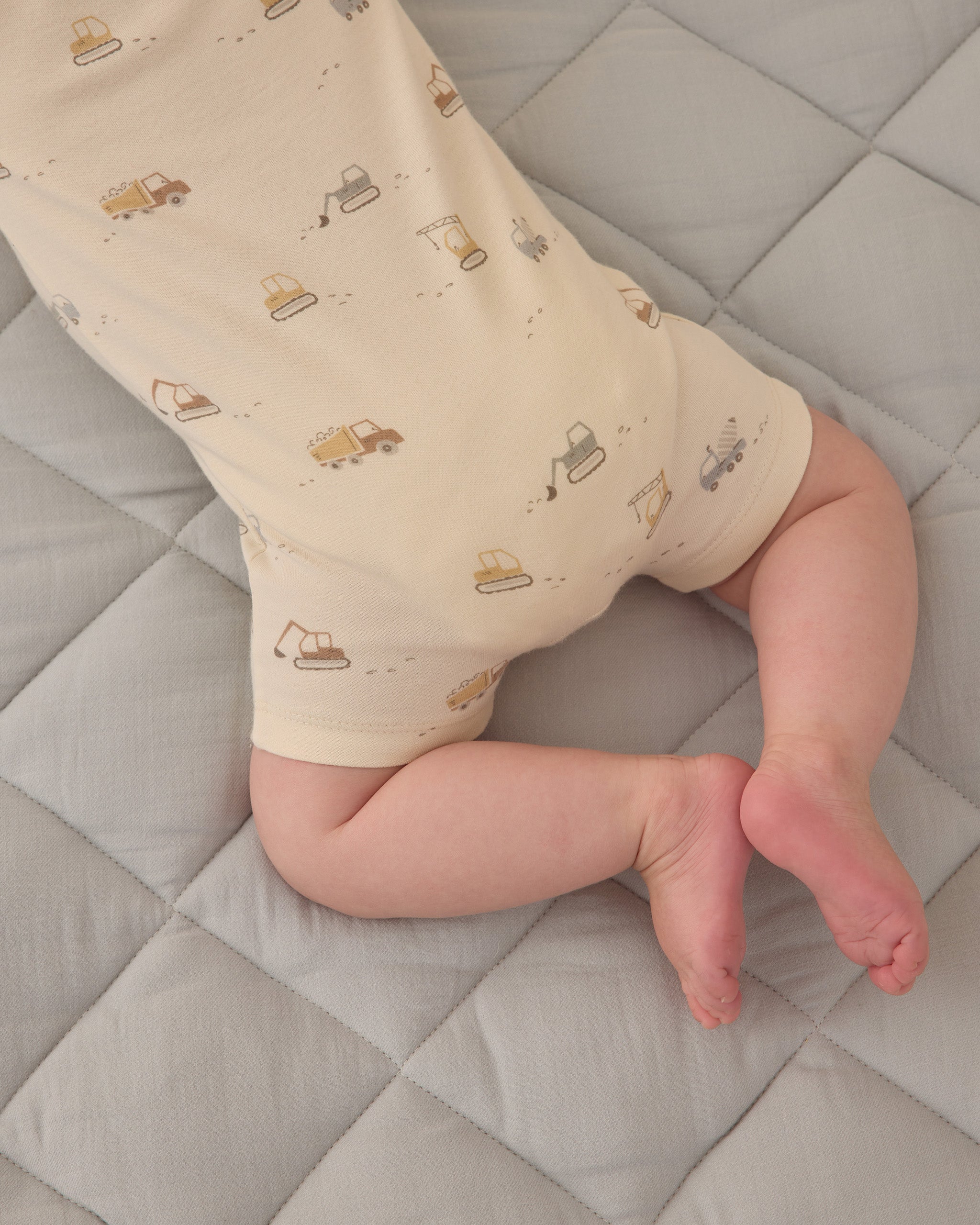 Zip Short Sleeve Sleeper Construction Trucks - Rylee + Cru | Kids Clothes | Trendy Baby Clothes | Modern Infant Outfits |