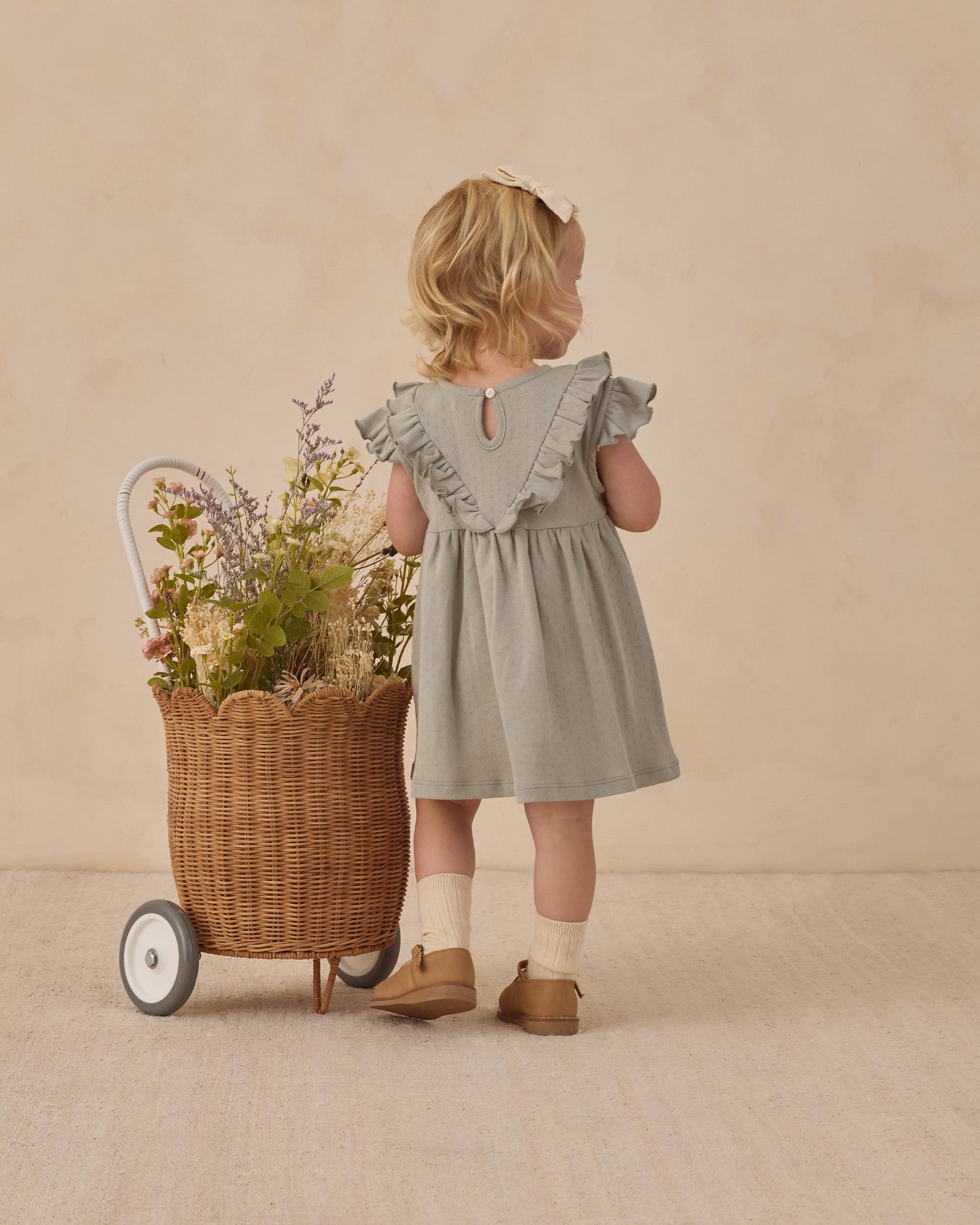 Sleeveless Ruffle V Dress Sage - Rylee + Cru | Kids Clothes | Trendy Baby Clothes | Modern Infant Outfits |