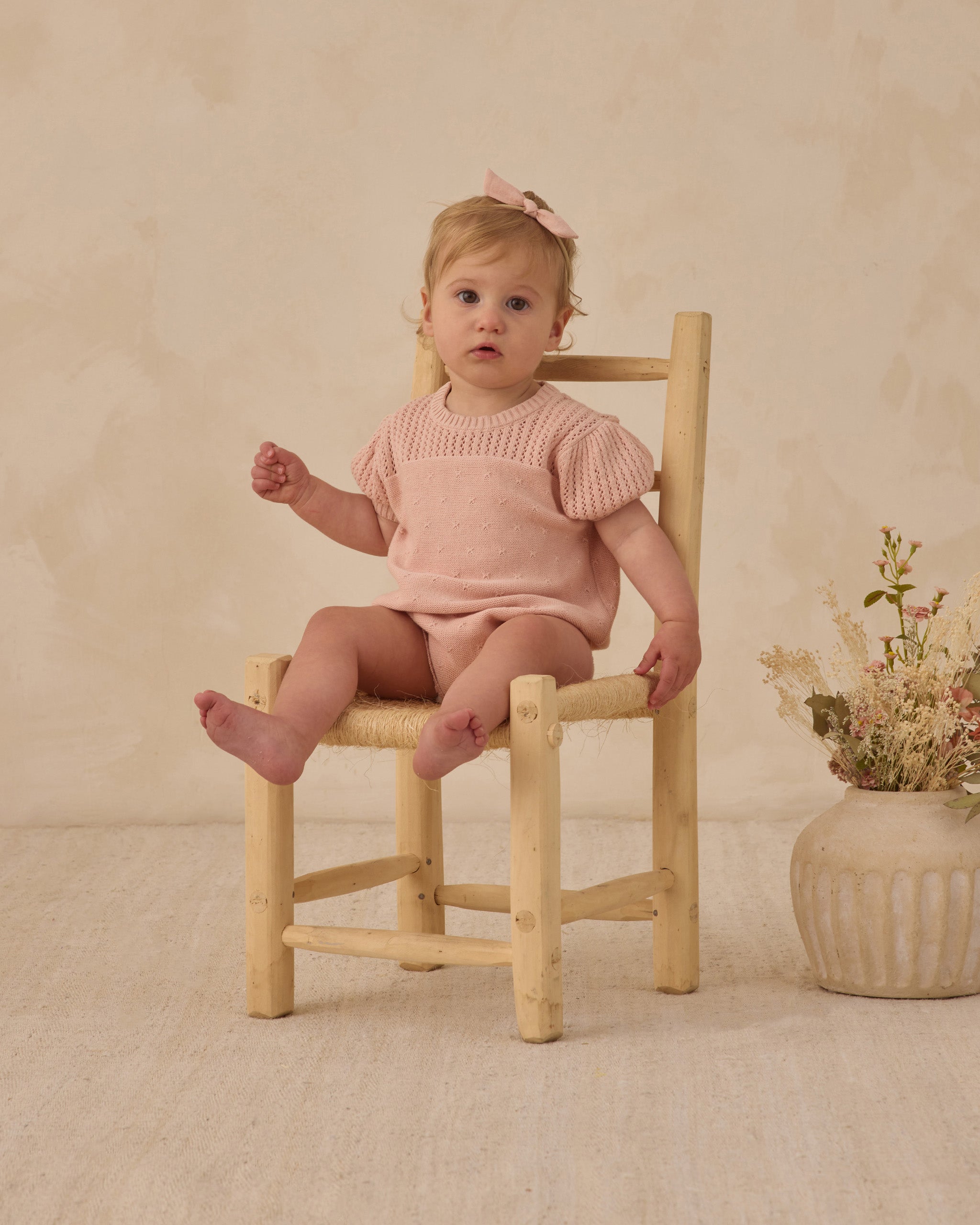 Pointelle Knit Romper Melon - Rylee + Cru | Kids Clothes | Trendy Baby Clothes | Modern Infant Outfits |