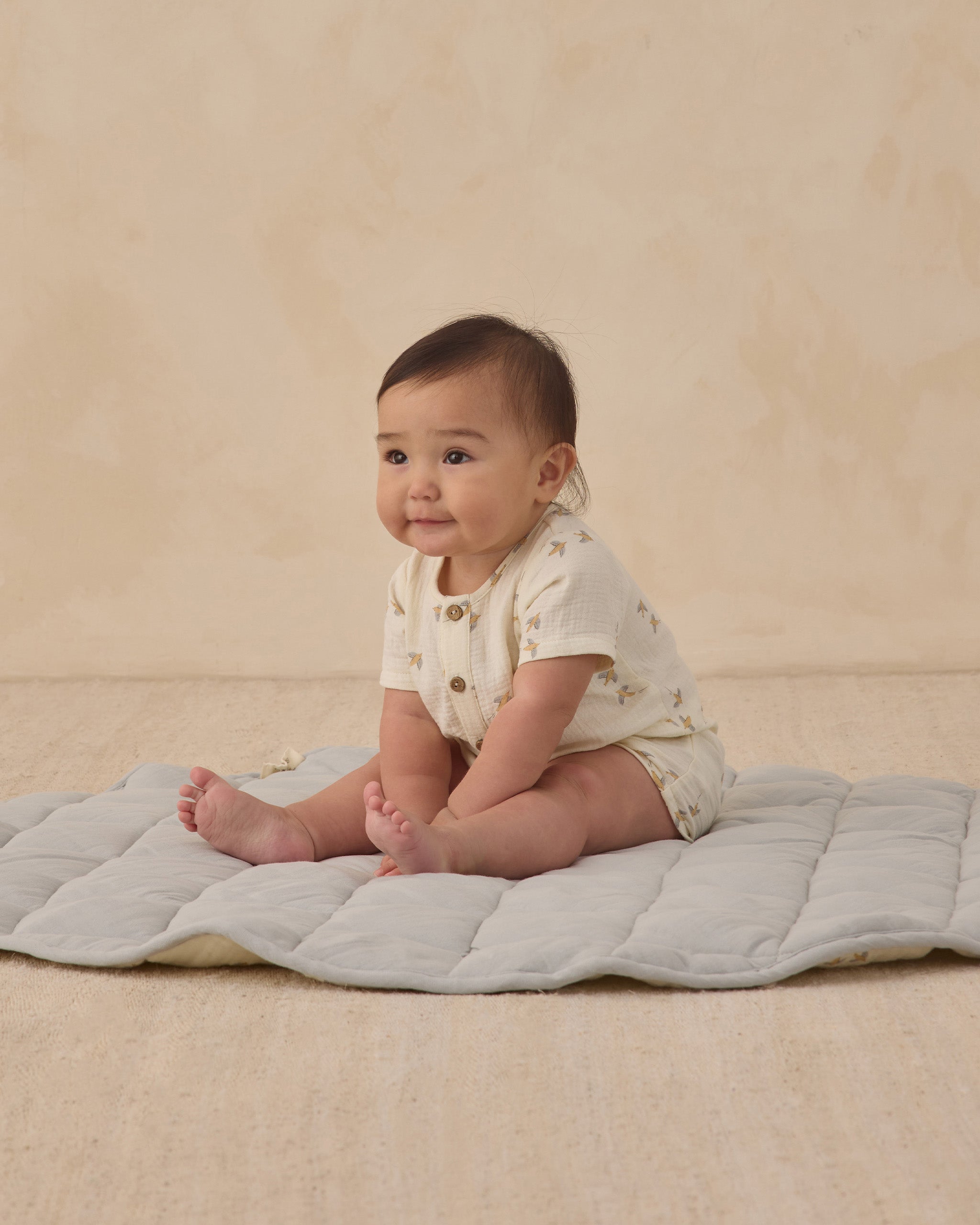 Short Sleeve Woven Romper Birds - Rylee + Cru | Kids Clothes | Trendy Baby Clothes | Modern Infant Outfits |