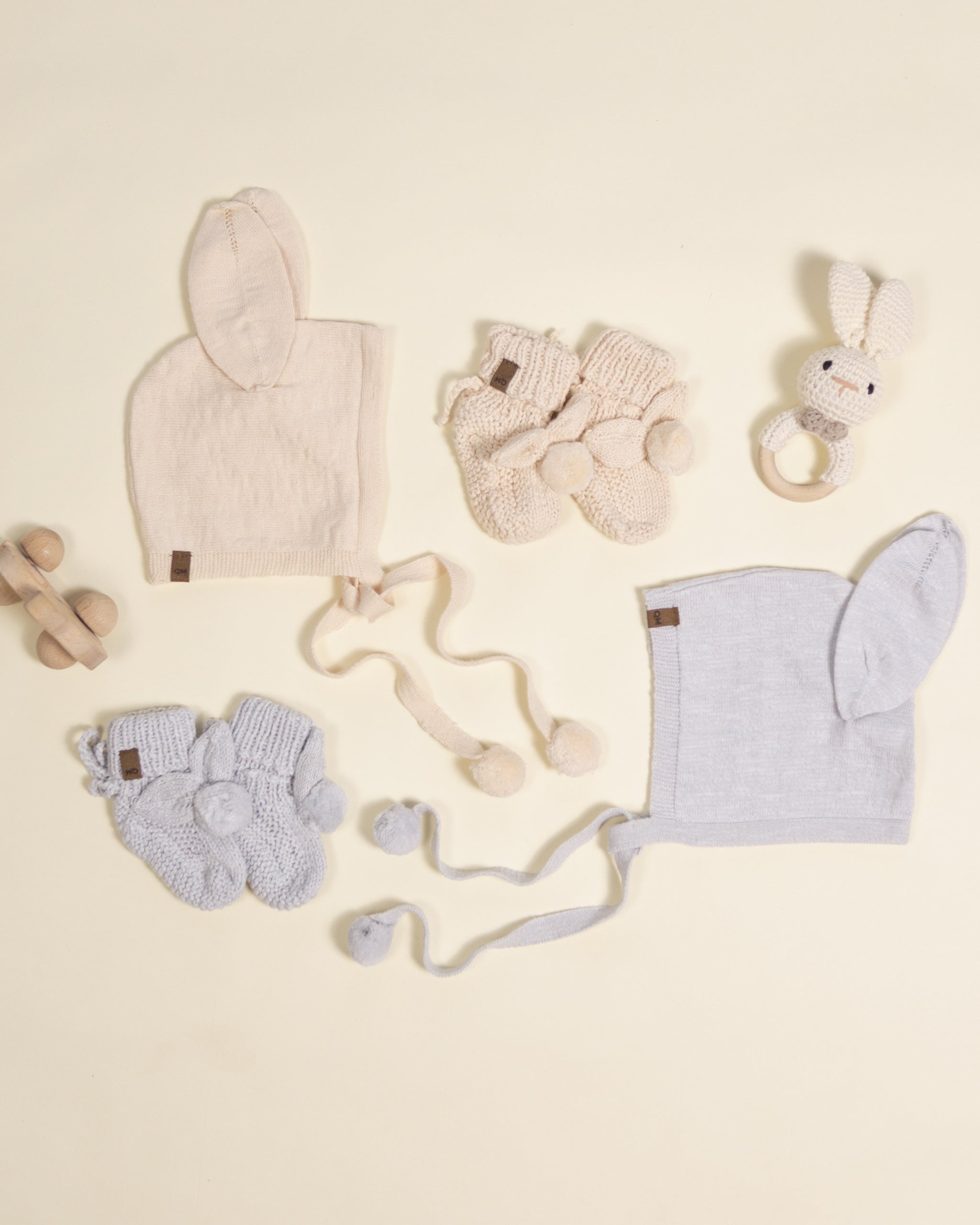 Bunny Knit Bonnet Heathered Sky - Rylee + Cru | Kids Clothes | Trendy Baby Clothes | Modern Infant Outfits |