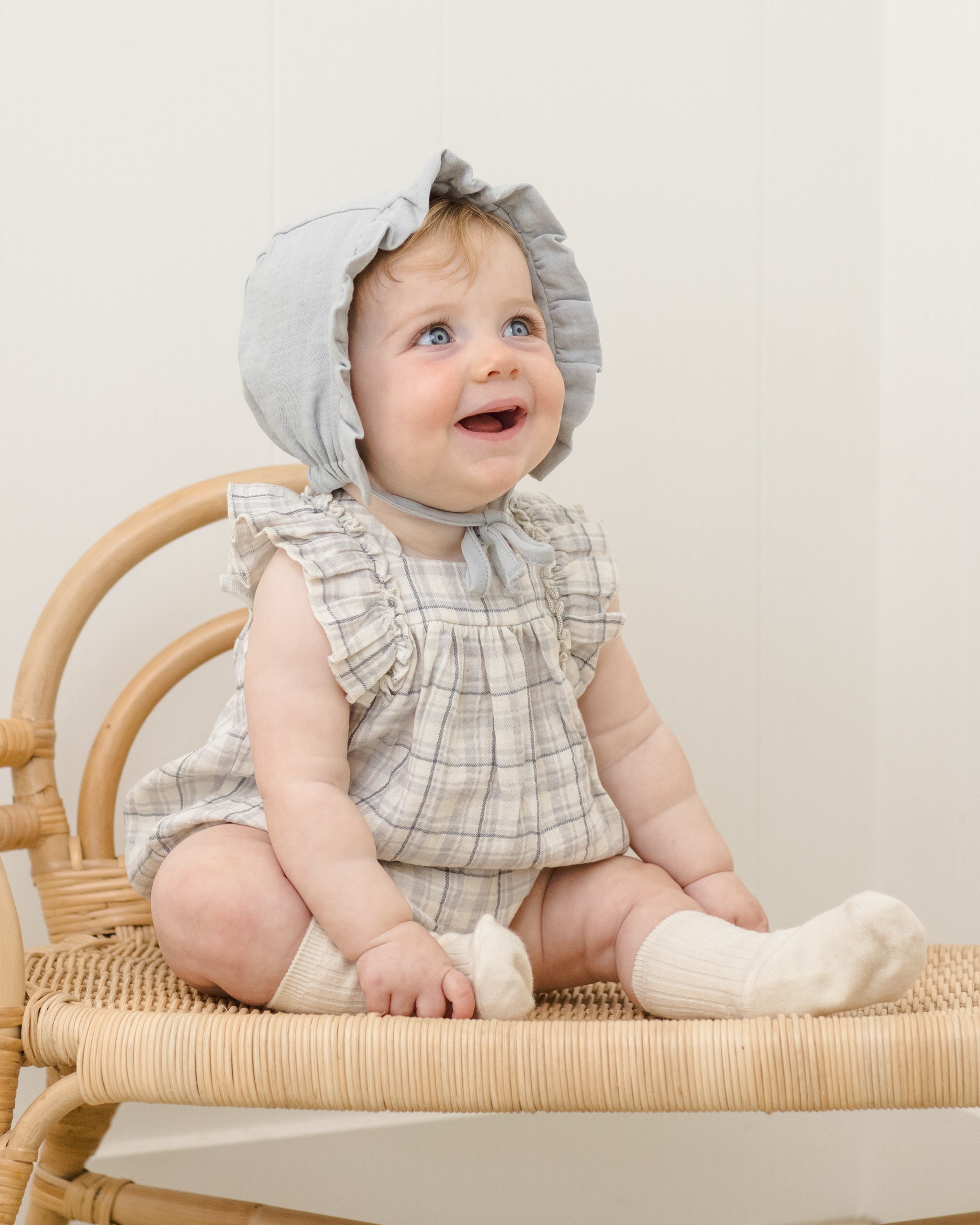 Woven Ruffle Bonnet Sky - Rylee + Cru | Kids Clothes | Trendy Baby Clothes | Modern Infant Outfits |