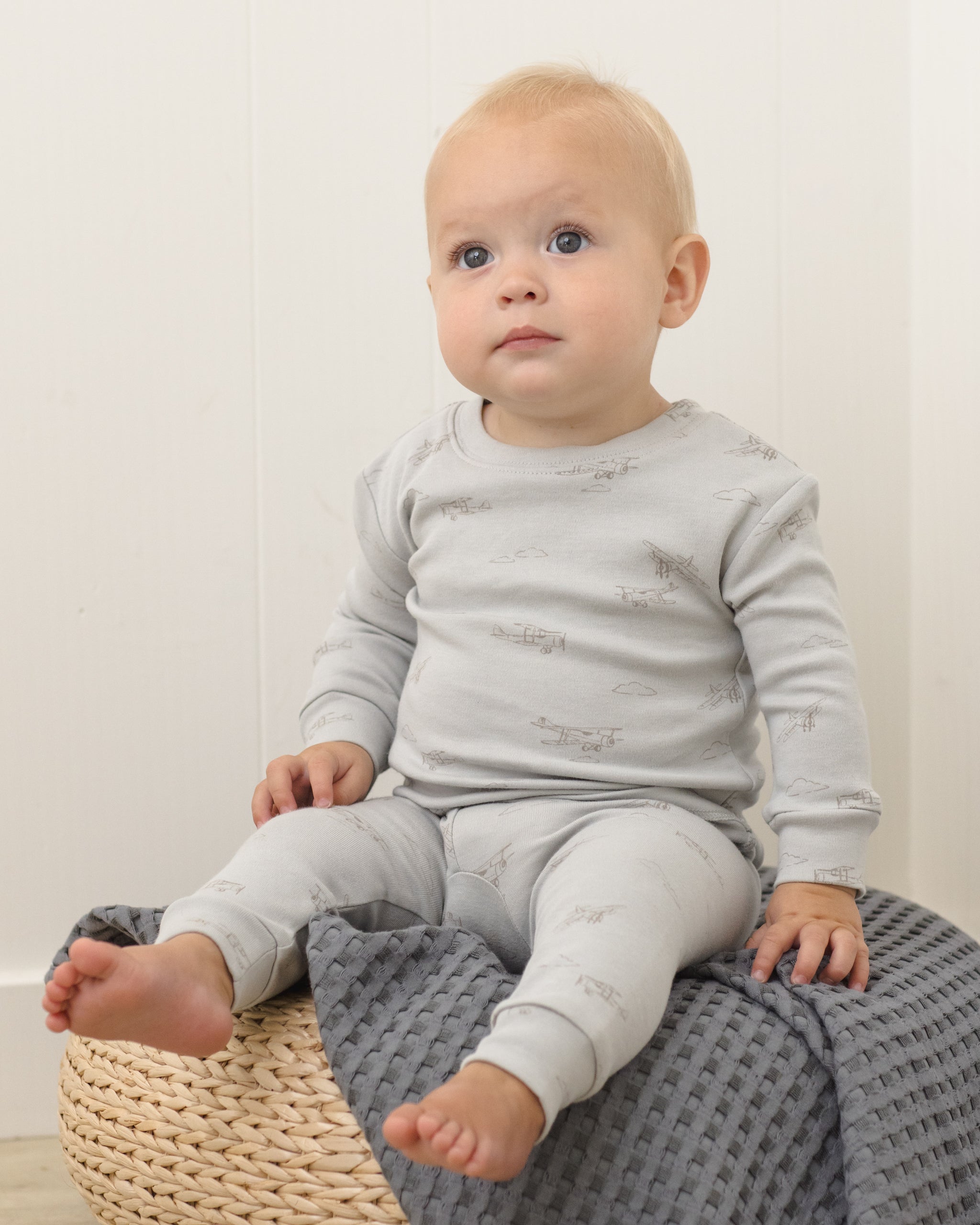 Jersey Pajama Set Airplane - Rylee + Cru | Kids Clothes | Trendy Baby Clothes | Modern Infant Outfits |