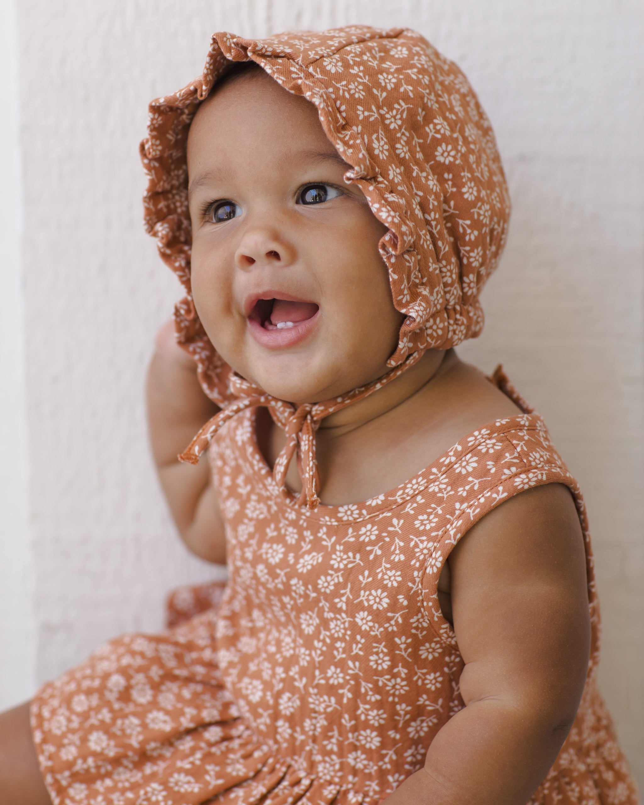 Woven Ruffle Bonnet Poppy Floral - Rylee + Cru | Kids Clothes | Trendy Baby Clothes | Modern Infant Outfits |
