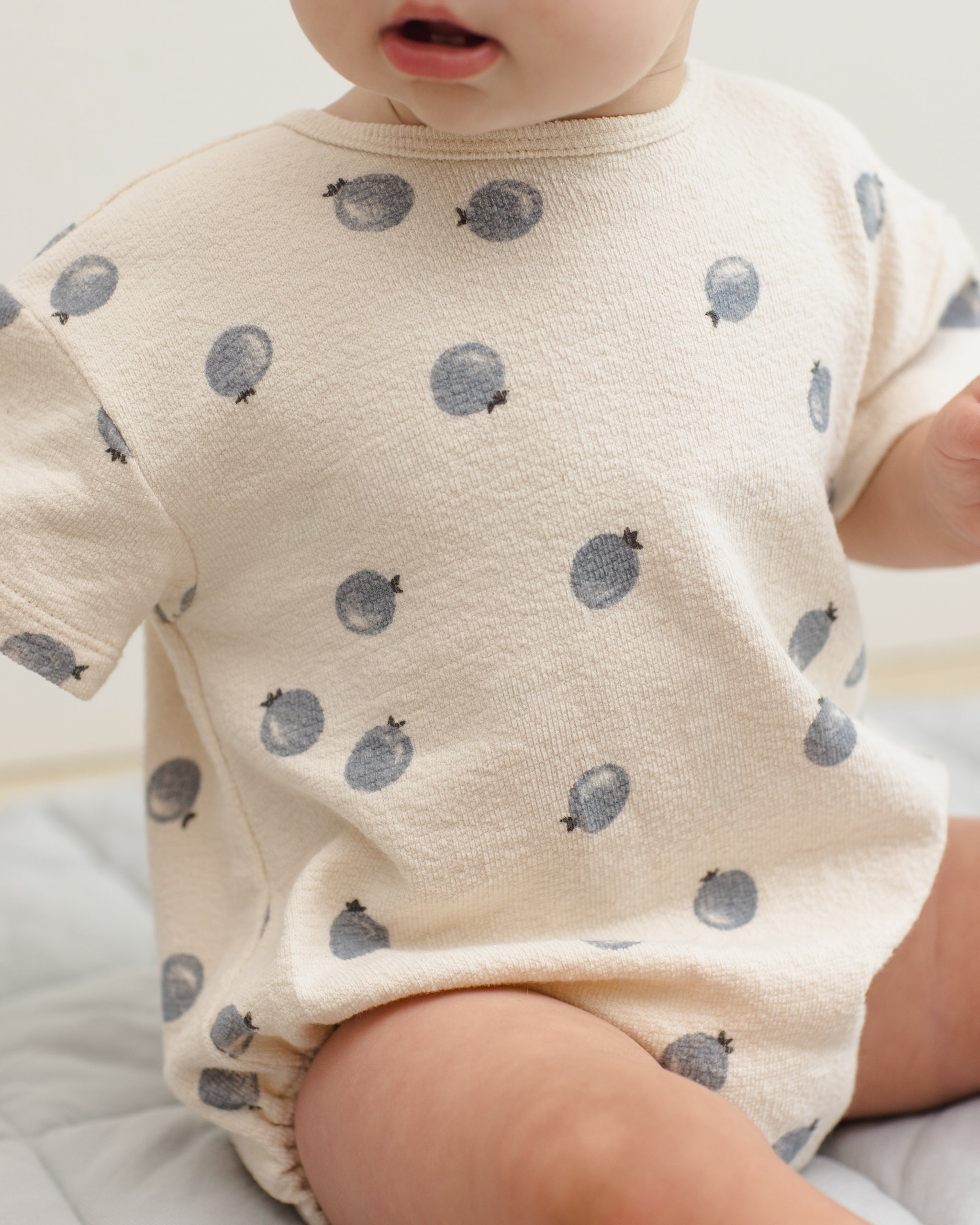 Relaxed Short Sleeve Bubble Romper Blueberries - Rylee + Cru | Kids Clothes | Trendy Baby Clothes | Modern Infant Outfits |