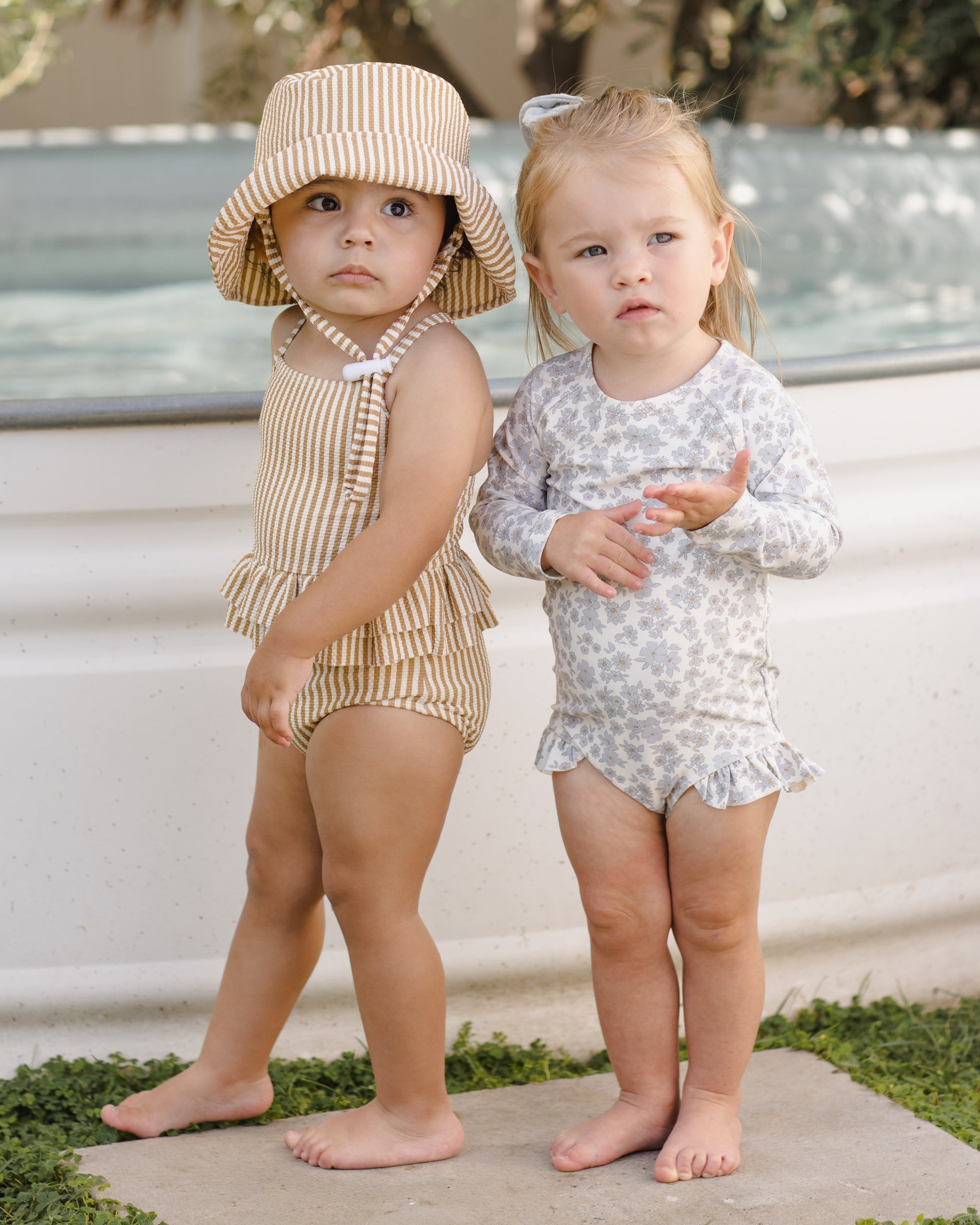 Olivia Rashguard One-Piece Blue Floral - Rylee + Cru | Kids Clothes | Trendy Baby Clothes | Modern Infant Outfits |