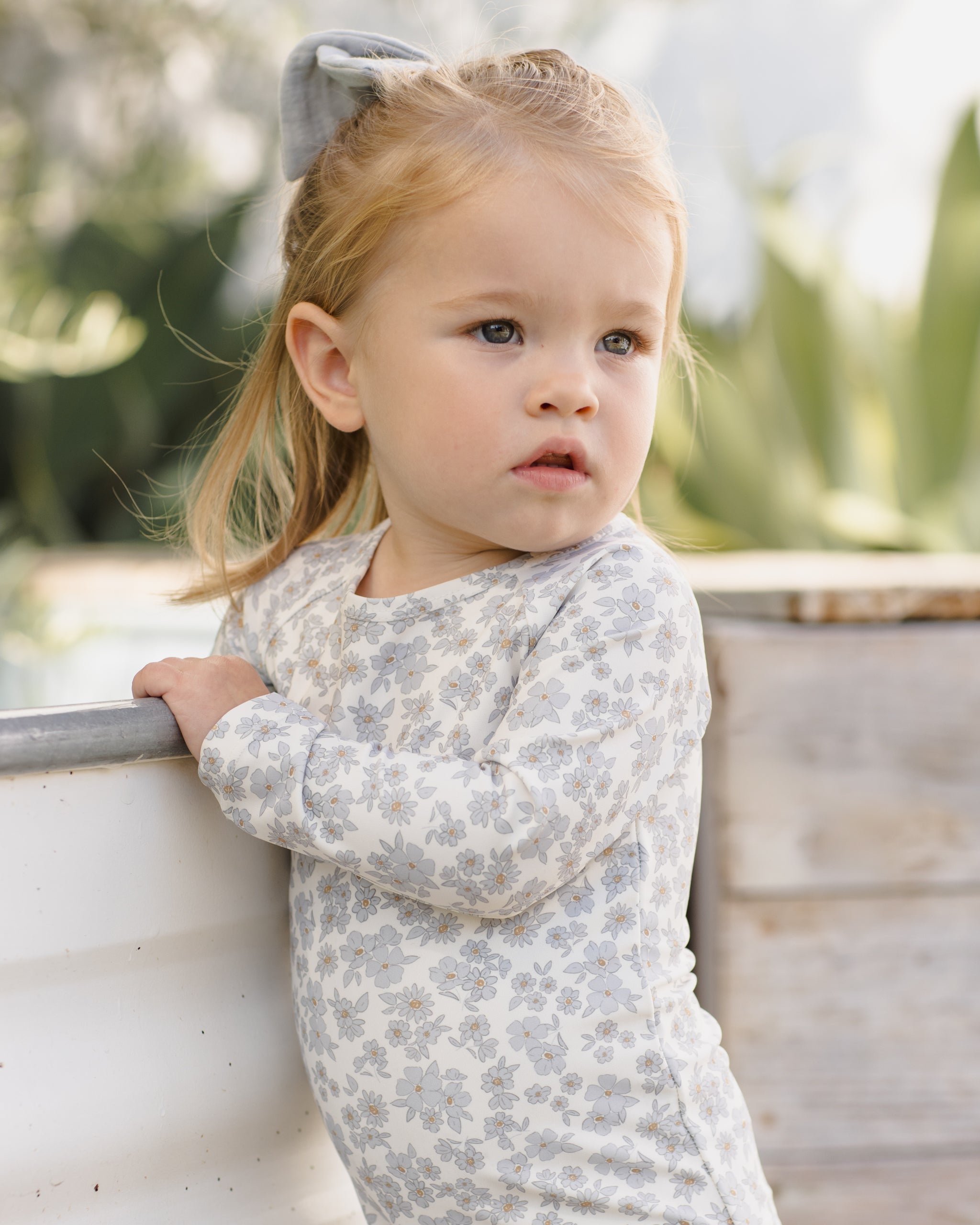 Olivia Rashguard One-Piece Blue Floral - Rylee + Cru | Kids Clothes | Trendy Baby Clothes | Modern Infant Outfits |