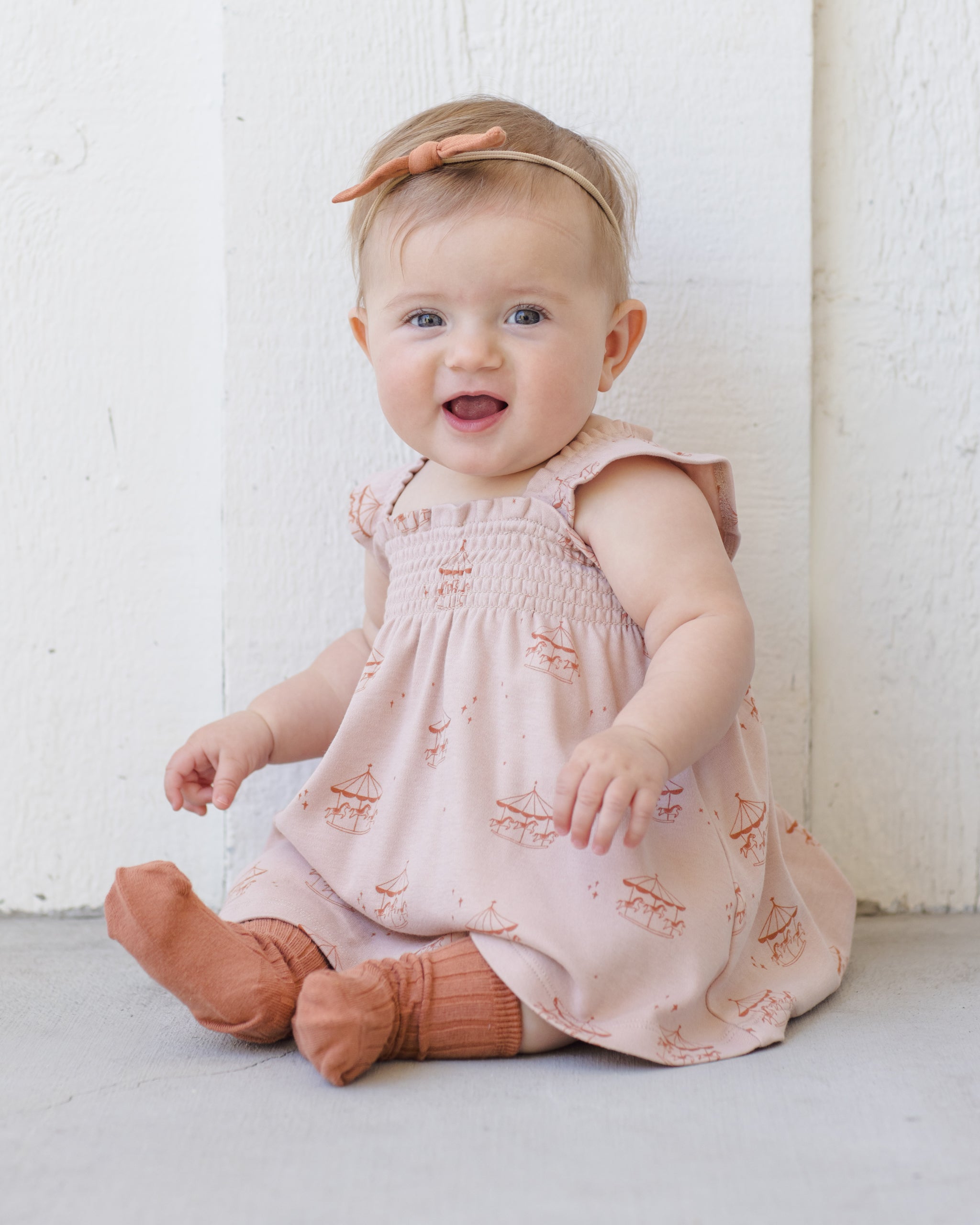 Smocked Jersey Dress Carousel - Rylee + Cru | Kids Clothes | Trendy Baby Clothes | Modern Infant Outfits |