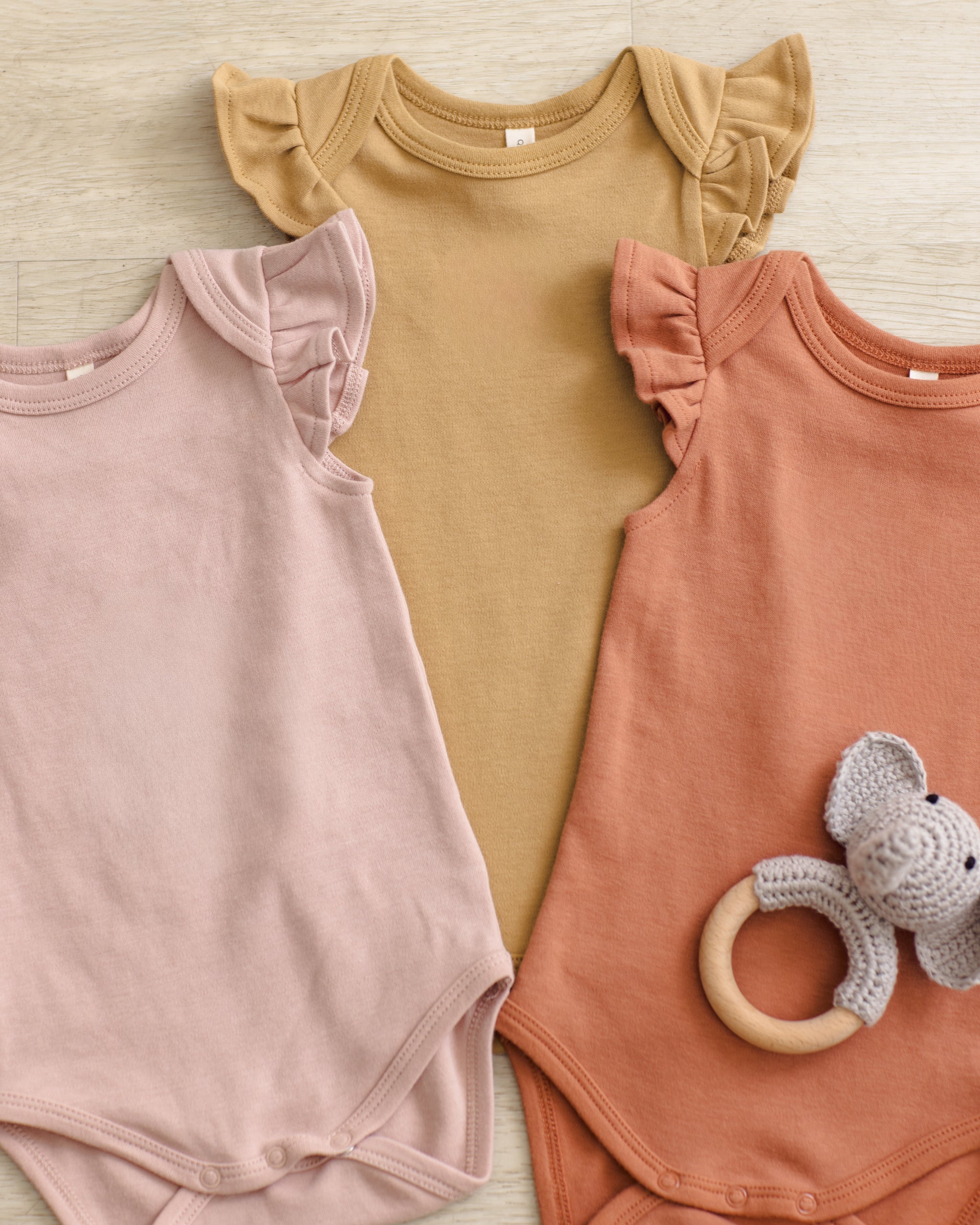 Flutter Sleeve Bodysuit Honey - Rylee + Cru | Kids Clothes | Trendy Baby Clothes | Modern Infant Outfits |