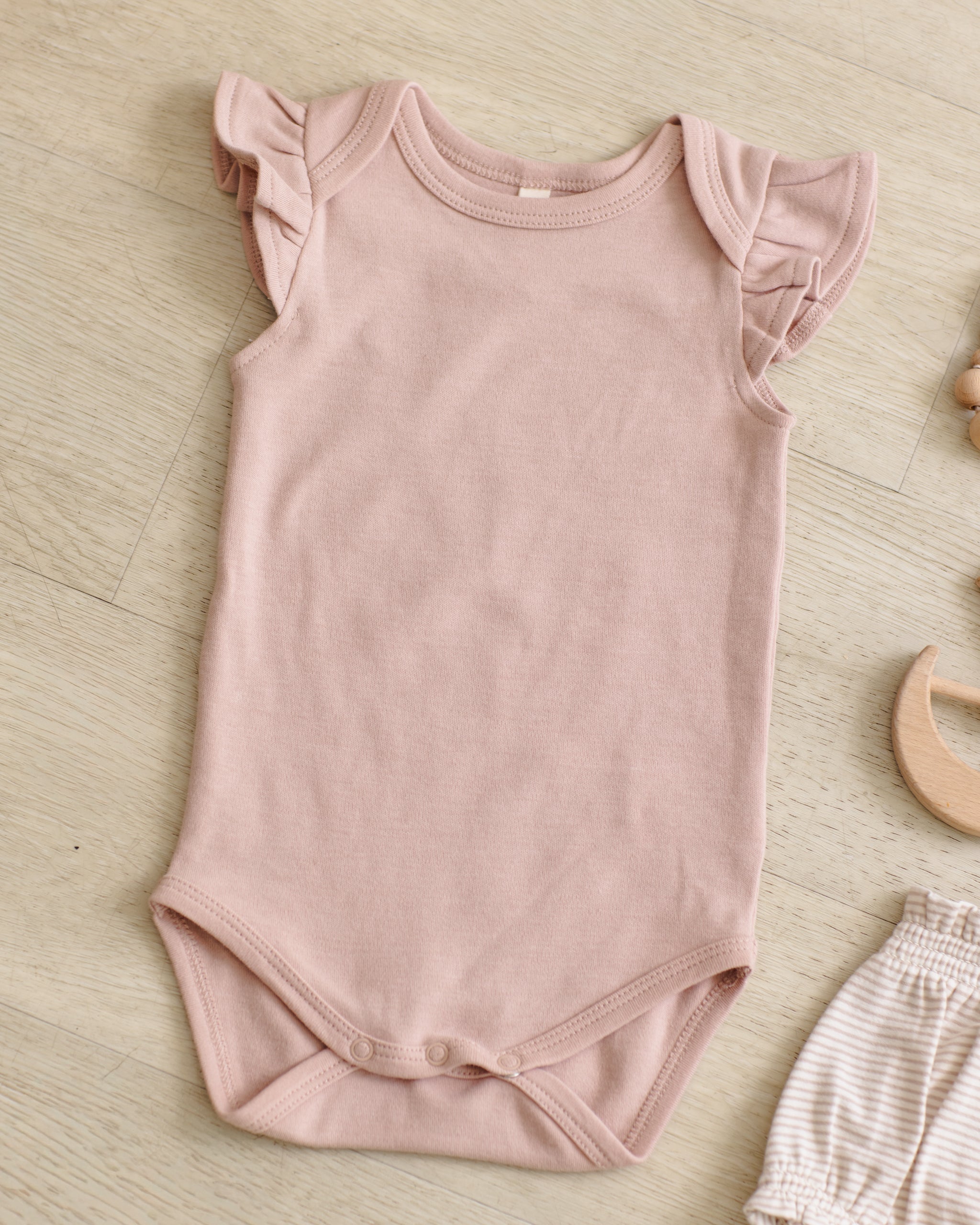 Flutter Sleeve Bodysuit Blush - Rylee + Cru | Kids Clothes | Trendy Baby Clothes | Modern Infant Outfits |