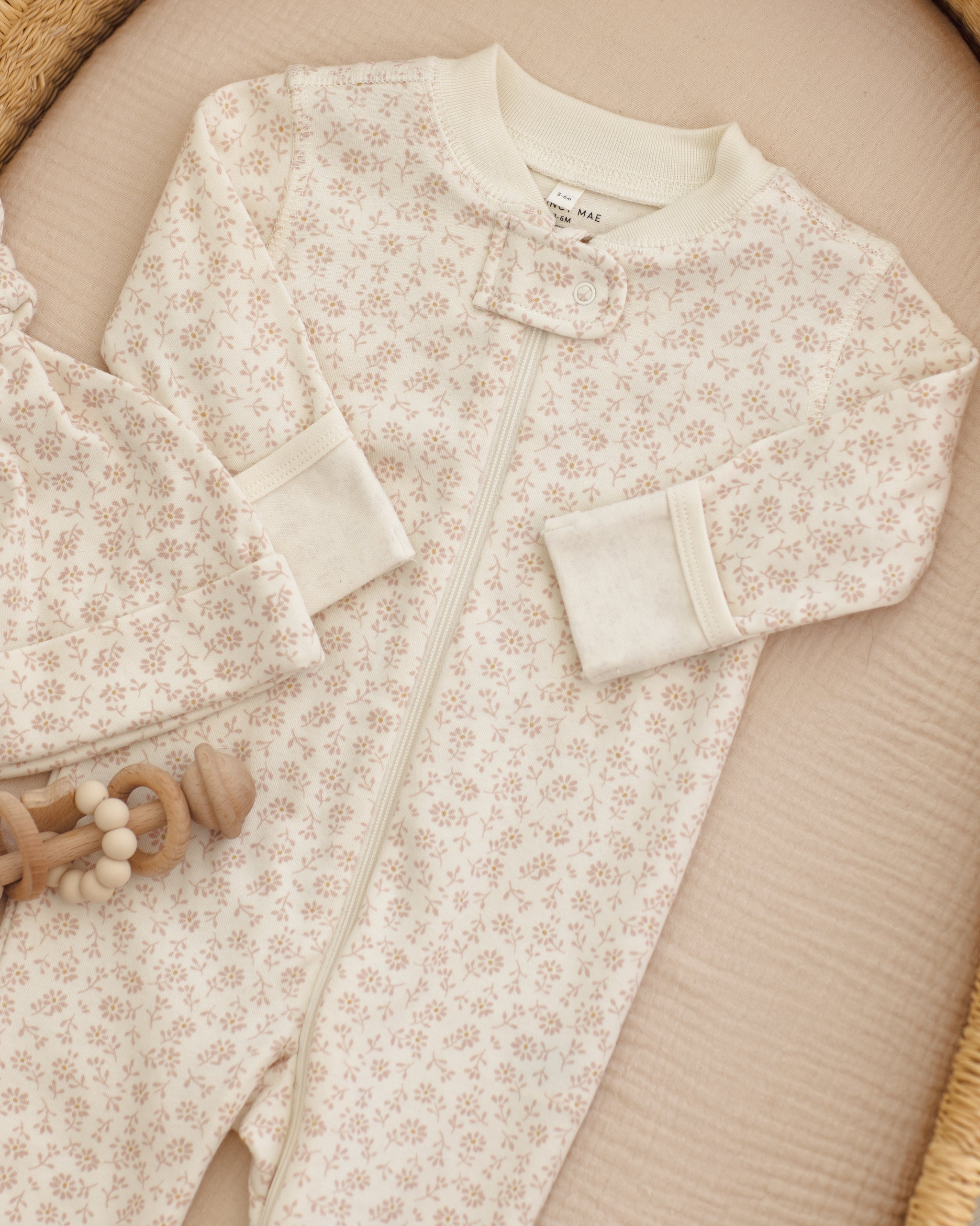 Zip Longsleeve Sleeper Footie Ditsy - Rylee + Cru | Kids Clothes | Trendy Baby Clothes | Modern Infant Outfits |