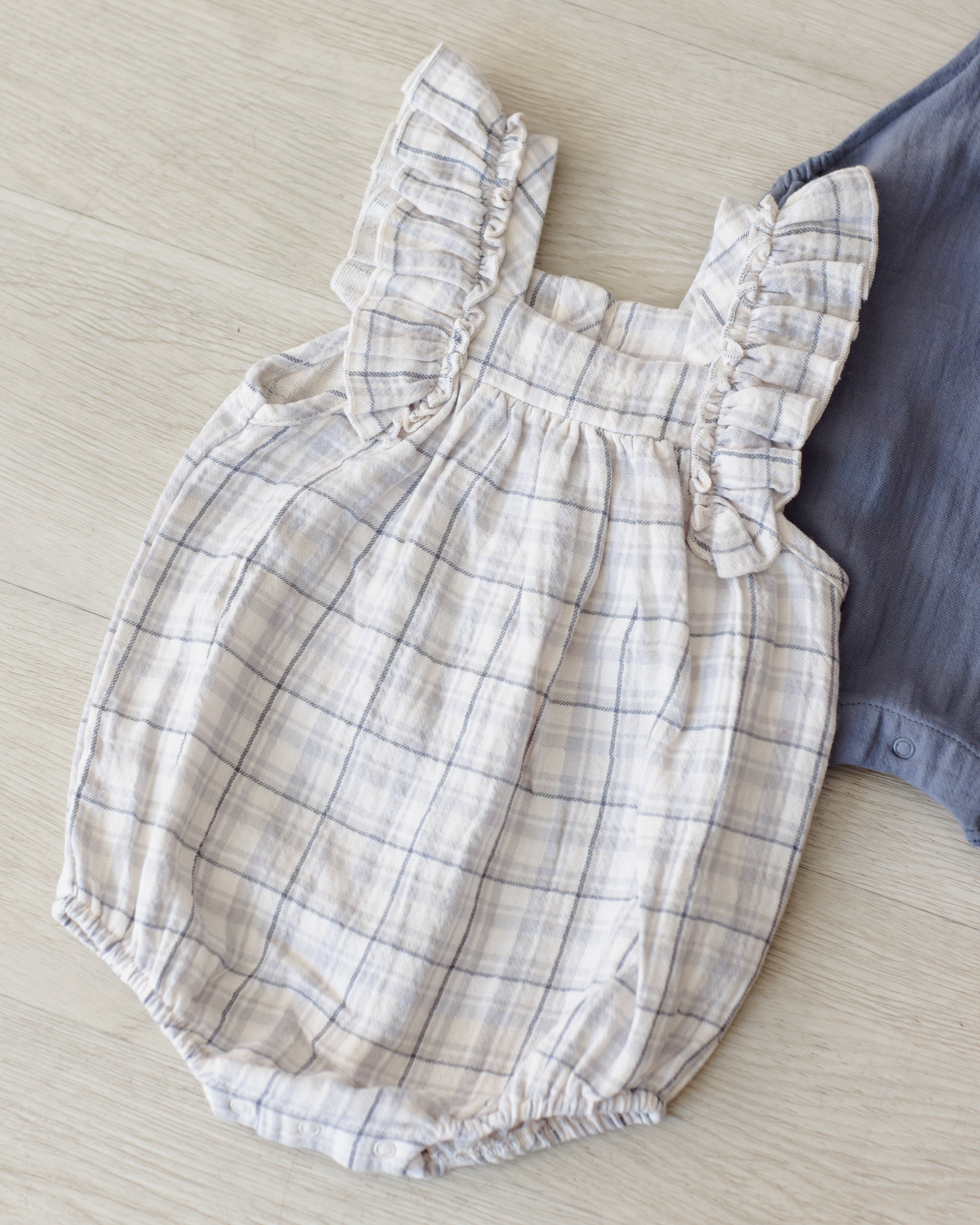 Maya Romper Blue Plaid - Rylee + Cru | Kids Clothes | Trendy Baby Clothes | Modern Infant Outfits |