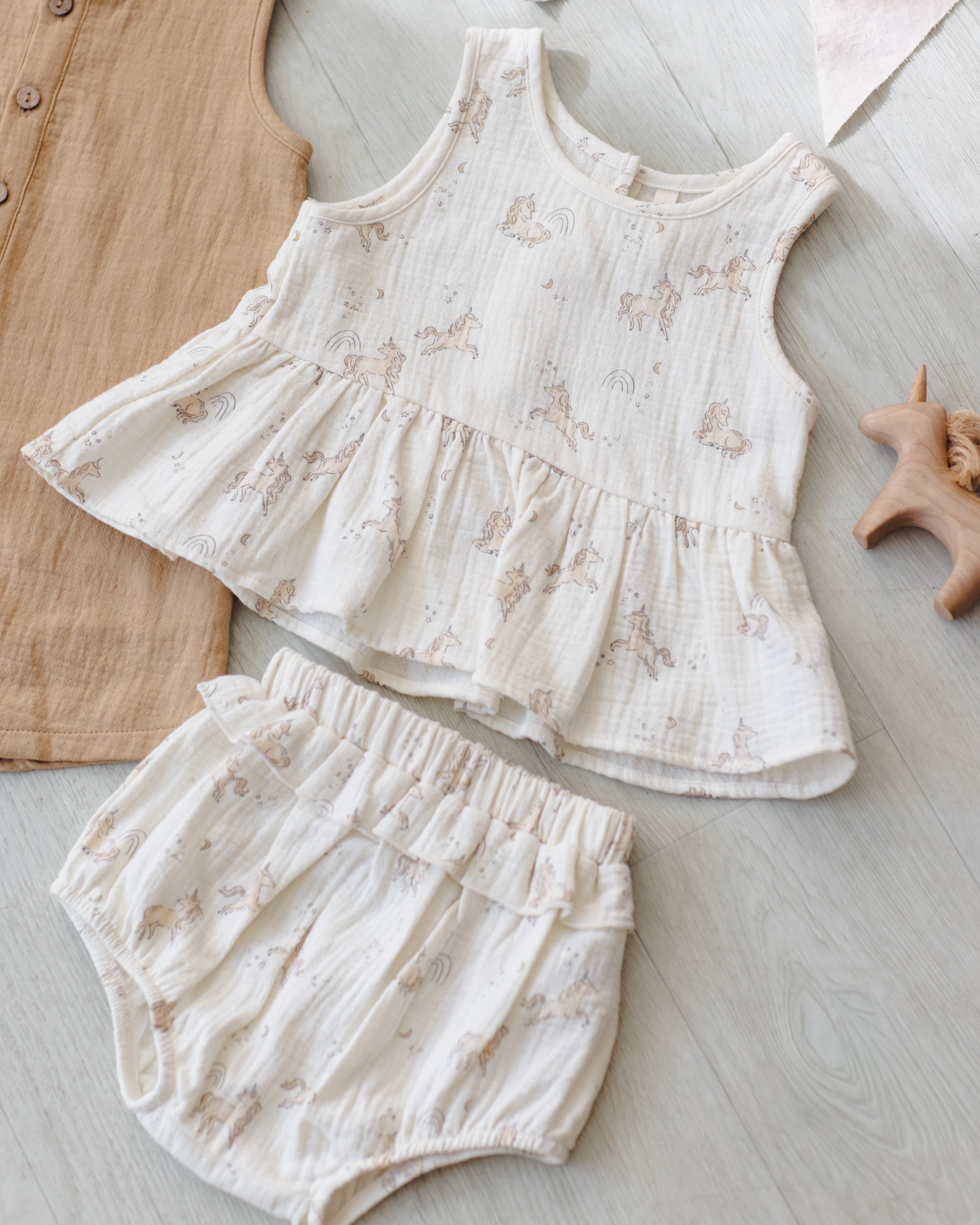 Sleeveless Peplum Set Unicorns - Rylee + Cru | Kids Clothes | Trendy Baby Clothes | Modern Infant Outfits |