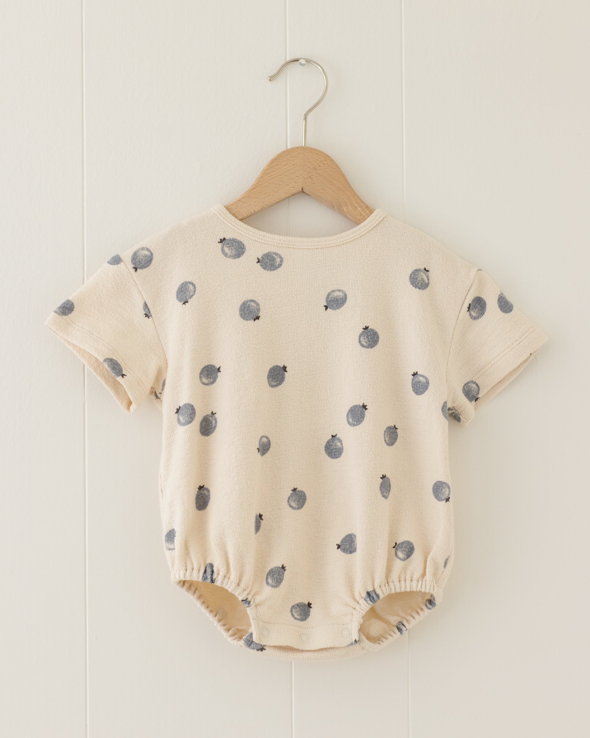 Relaxed Short Sleeve Bubble Romper Blueberries - Rylee + Cru | Kids Clothes | Trendy Baby Clothes | Modern Infant Outfits |