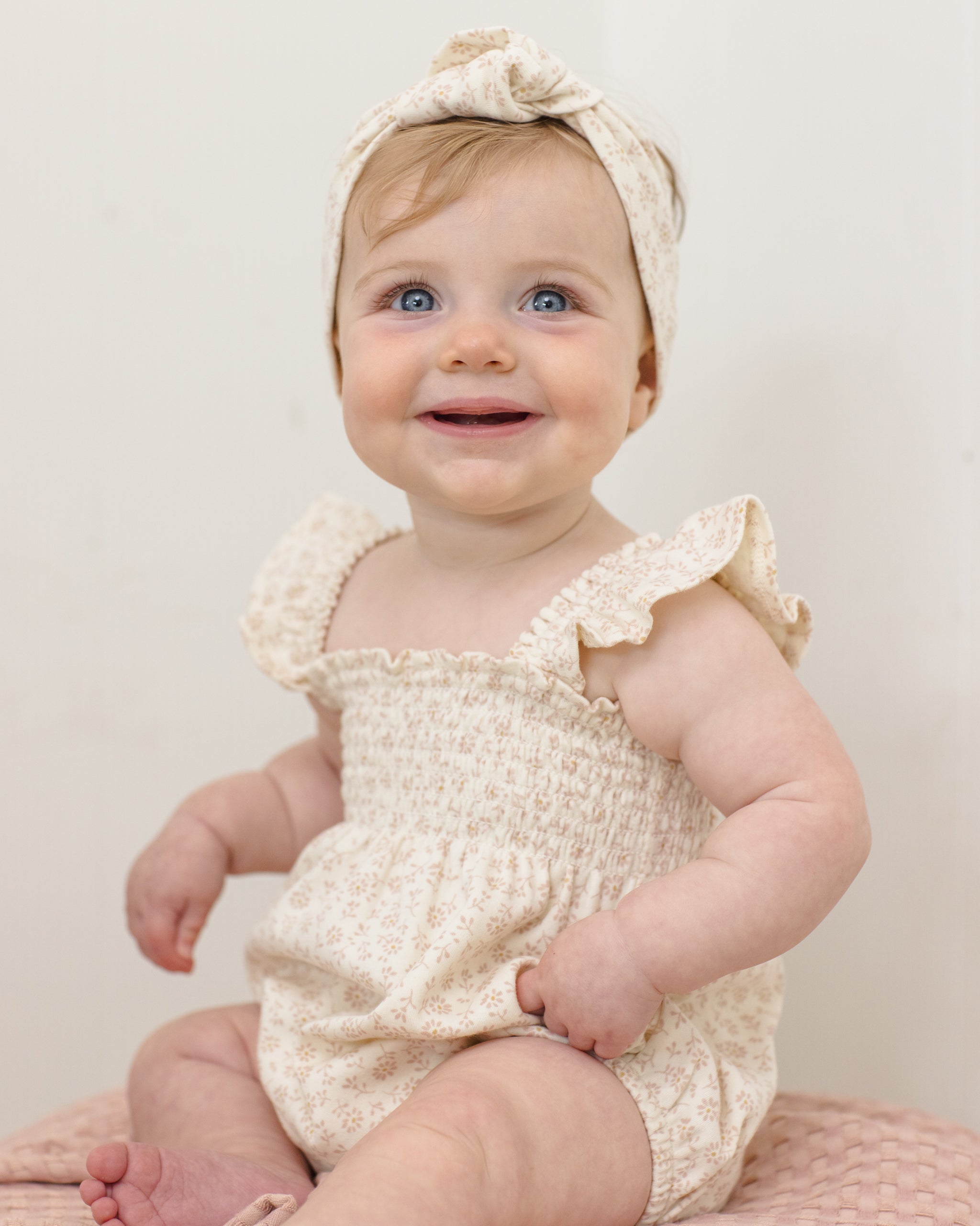Smocked Ruffle Sleeve Romper Ditsy - Rylee + Cru | Kids Clothes | Trendy Baby Clothes | Modern Infant Outfits |