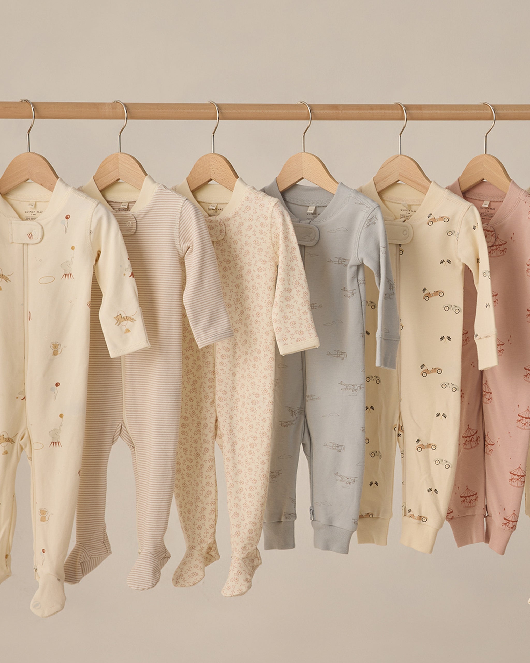 Zip Longsleeve Sleeper Footie Oat Microstripe - Rylee + Cru | Kids Clothes | Trendy Baby Clothes | Modern Infant Outfits |