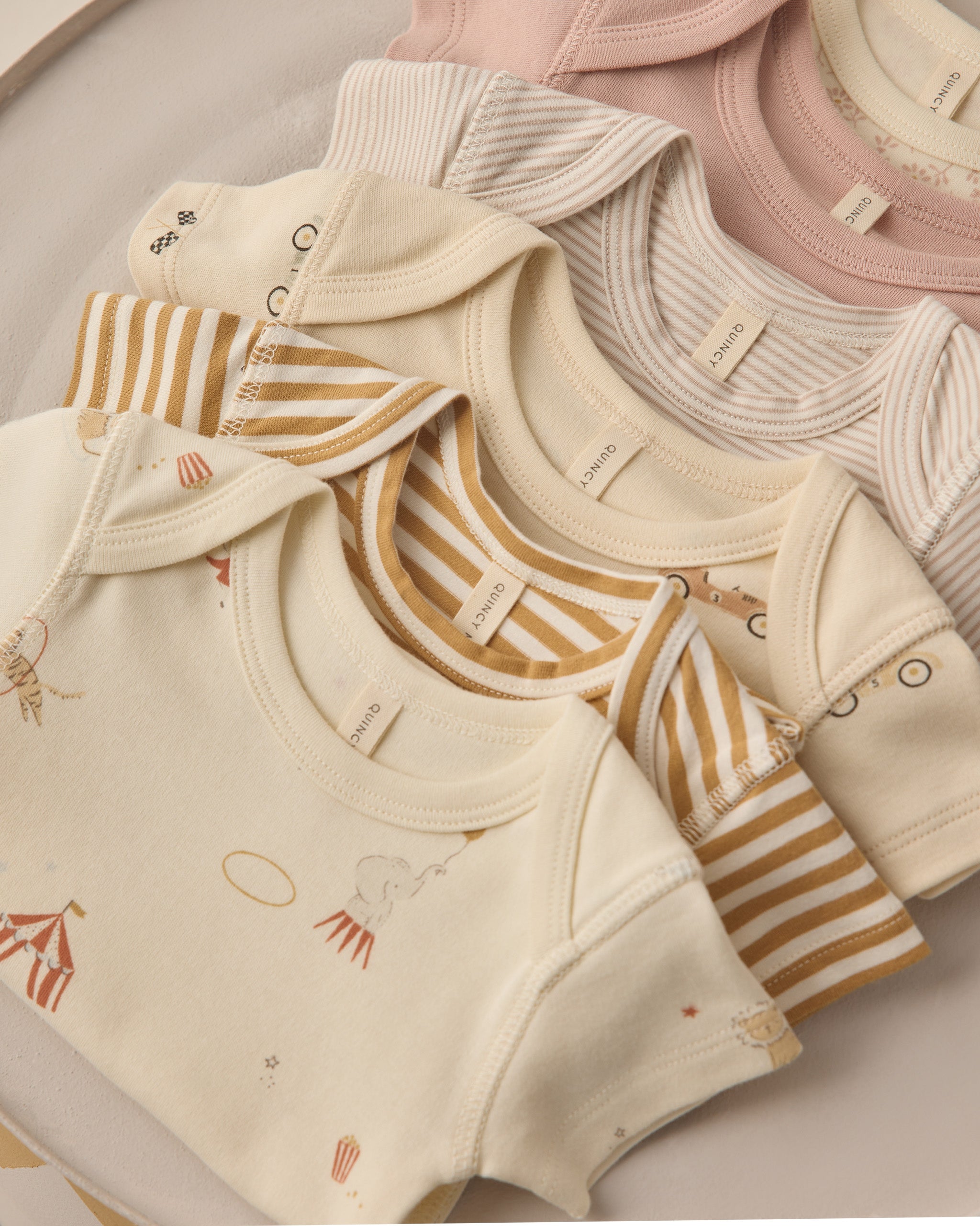 Short Sleeve Bodysuit Pack Carnival, Honey Stripe - Rylee + Cru | Kids Clothes | Trendy Baby Clothes | Modern Infant Outfits |