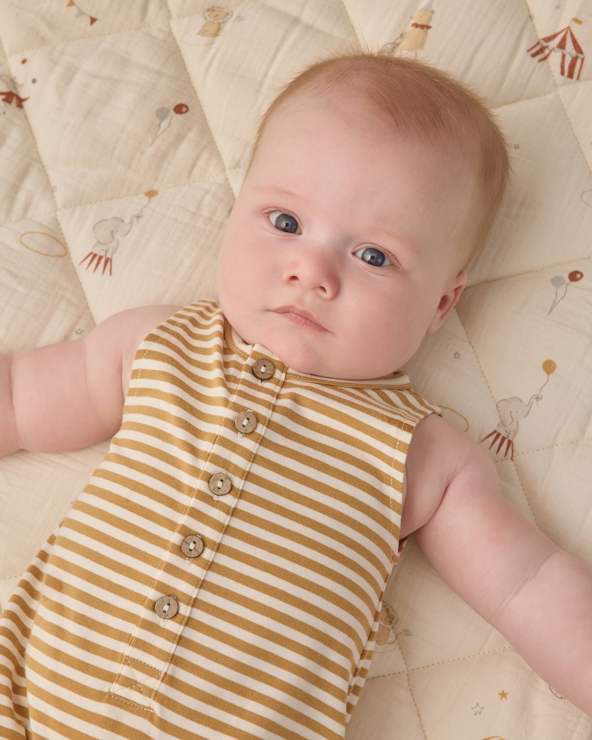 Sleeveless Jumpsuit Honey Stripe - Rylee + Cru | Kids Clothes | Trendy Baby Clothes | Modern Infant Outfits |