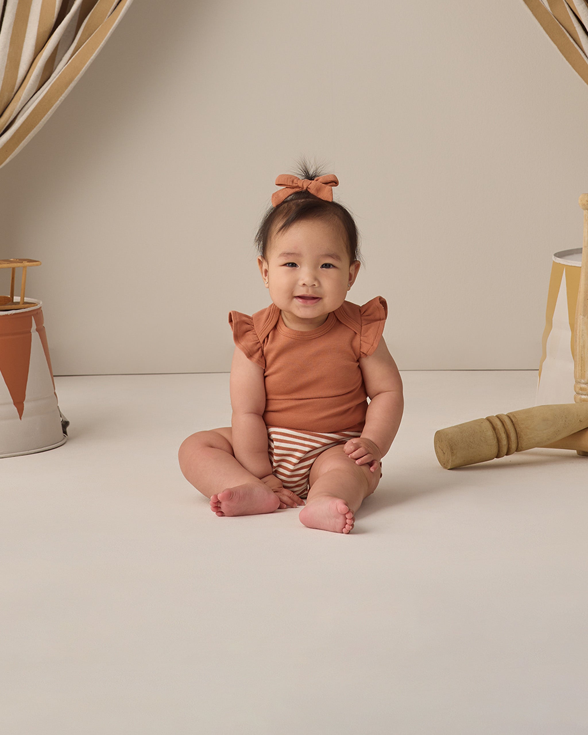 Bow W. Clip, Set Of 3 Sky, Blush, Poppy - Rylee + Cru | Kids Clothes | Trendy Baby Clothes | Modern Infant Outfits |