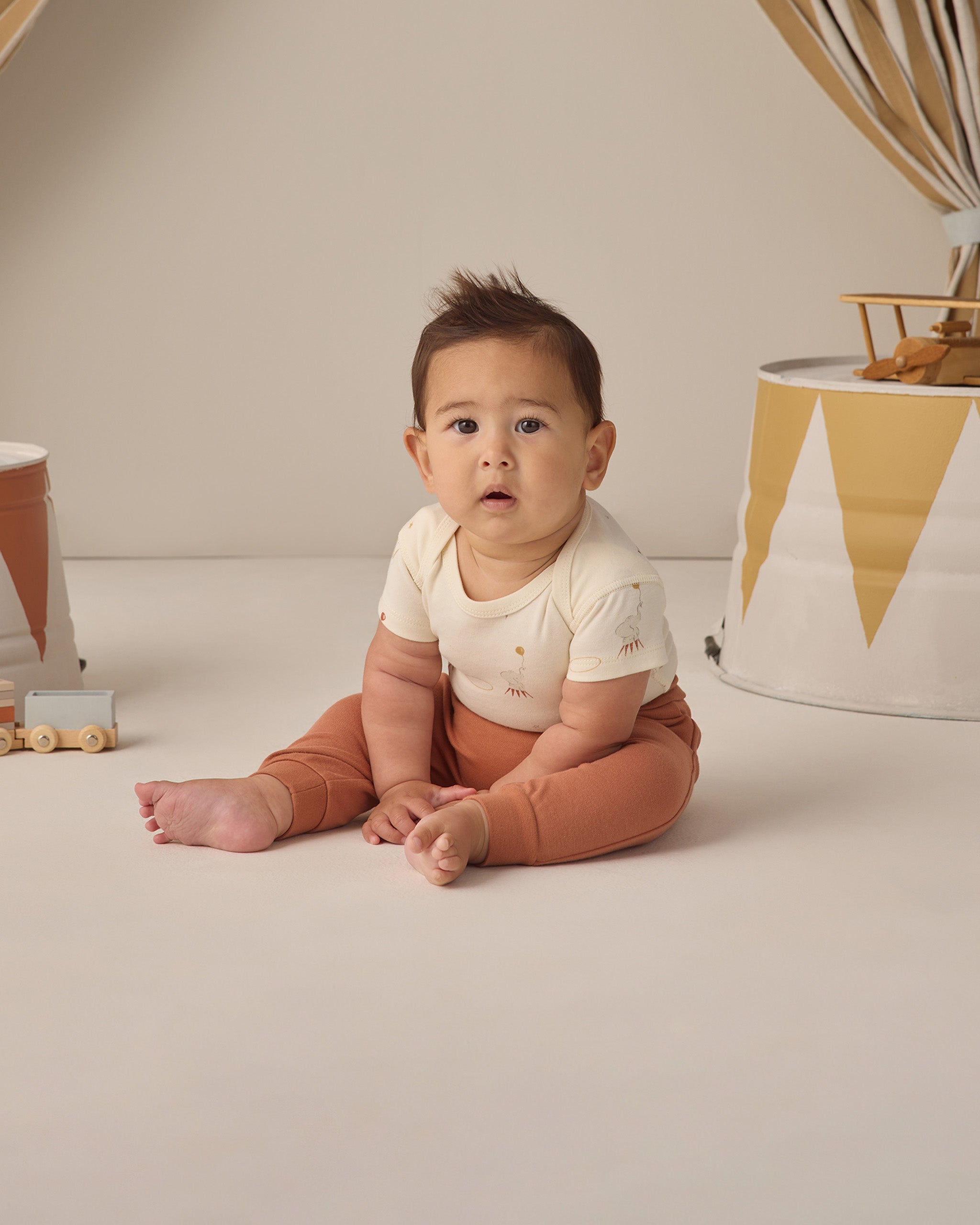 Short Sleeve Bodysuit Pack Carnival, Honey Stripe - Rylee + Cru | Kids Clothes | Trendy Baby Clothes | Modern Infant Outfits |