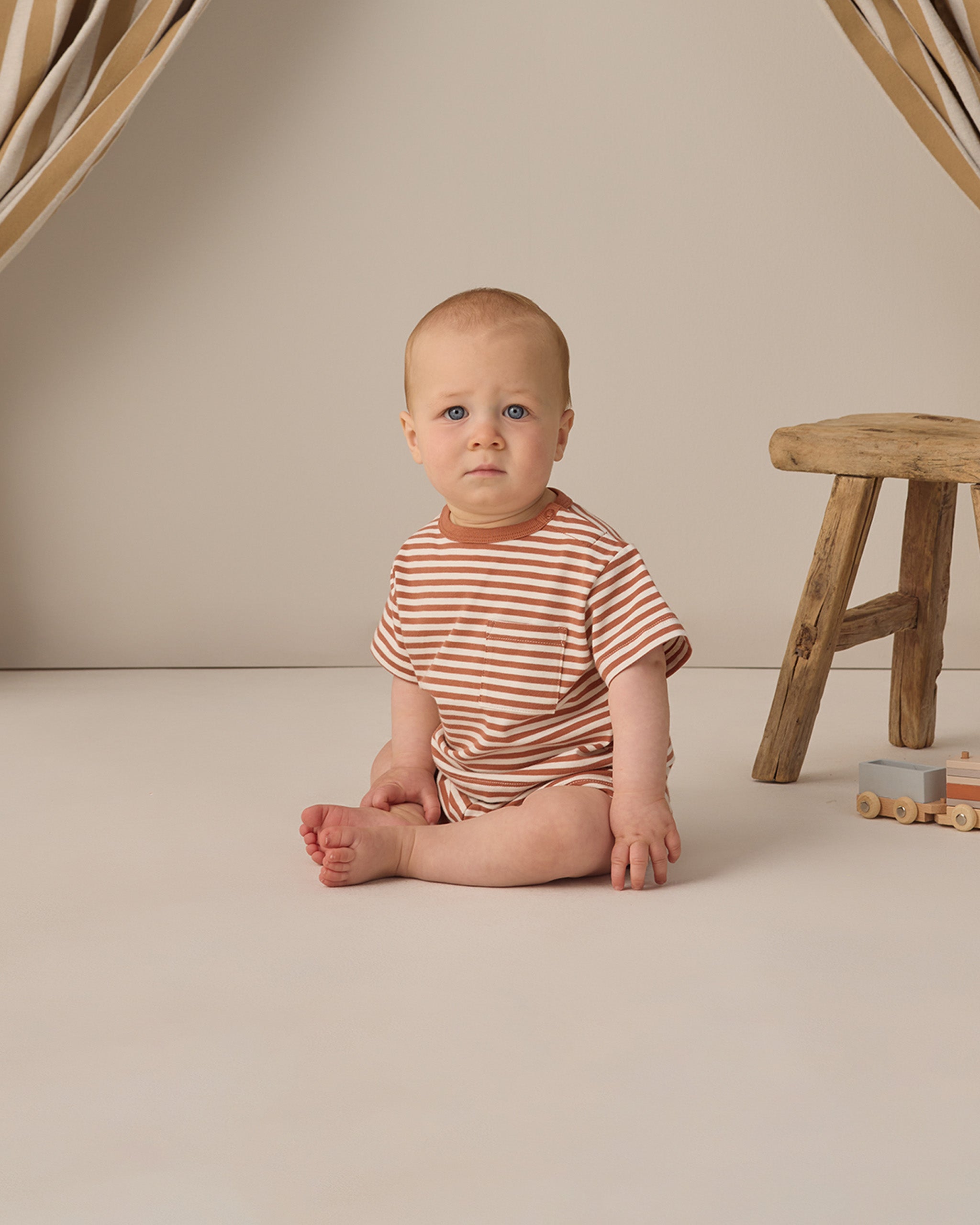 Boxy Pocket Tee + Short Set Poppy Stripe - Rylee + Cru | Kids Clothes | Trendy Baby Clothes | Modern Infant Outfits |