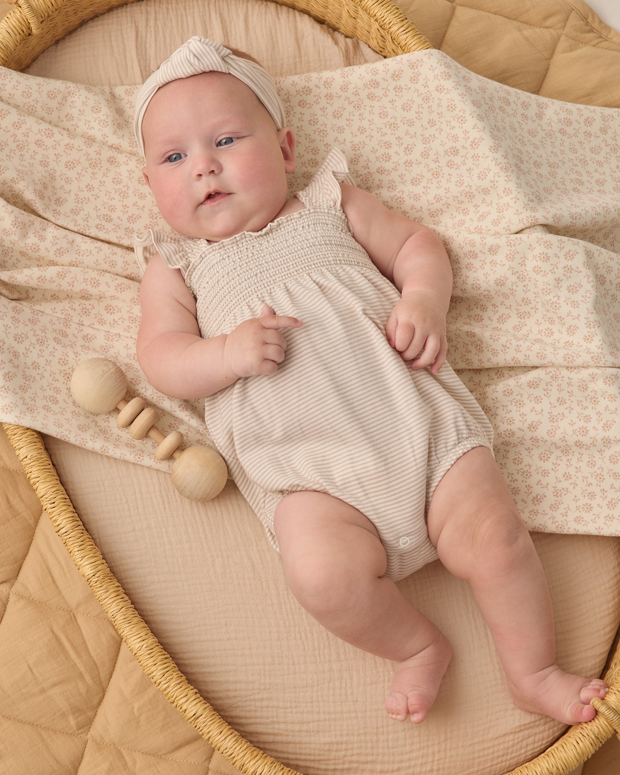 Knotted Headband Oat Micro Stripe - Rylee + Cru | Kids Clothes | Trendy Baby Clothes | Modern Infant Outfits |