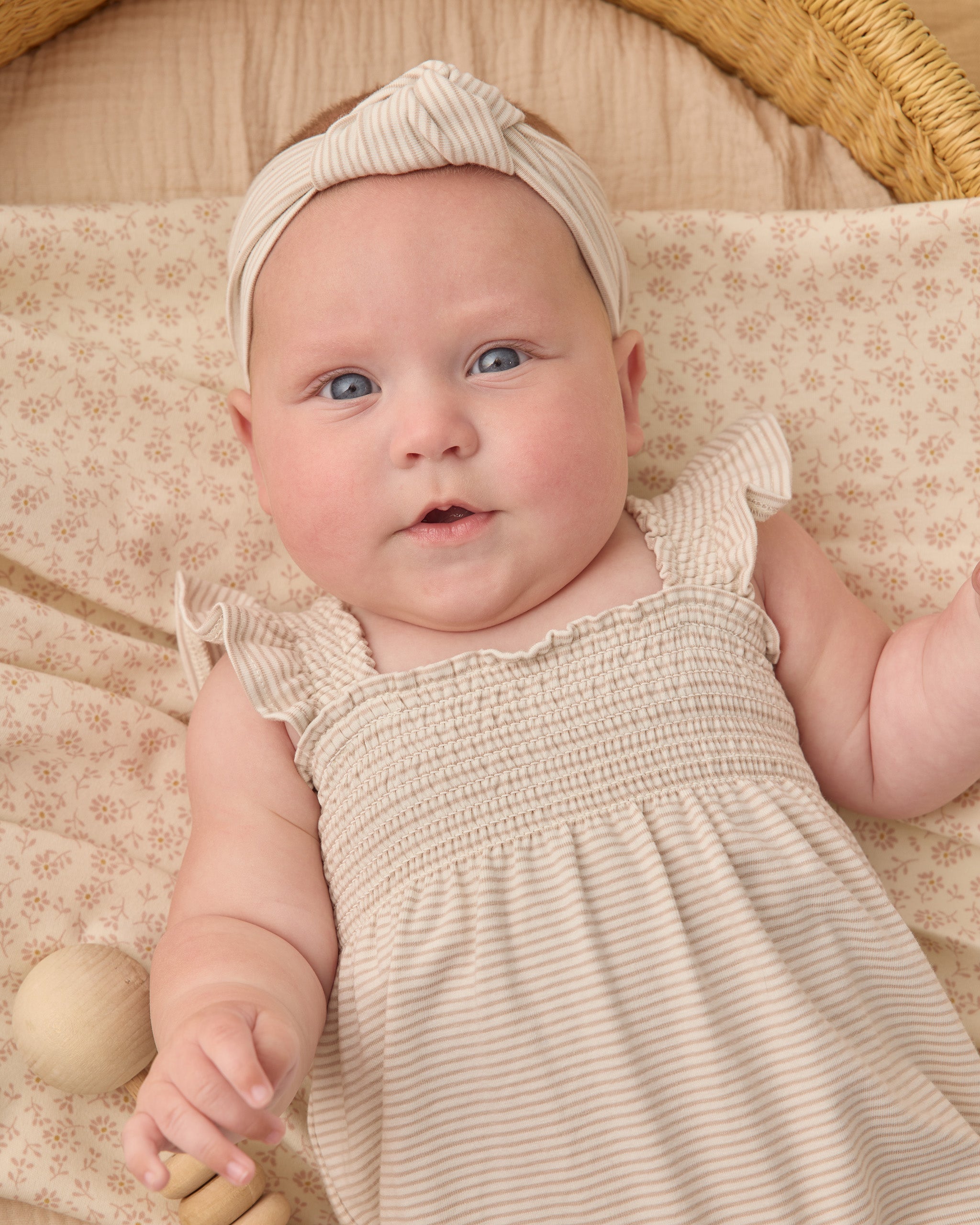 Knotted Headband Oat Micro Stripe - Rylee + Cru | Kids Clothes | Trendy Baby Clothes | Modern Infant Outfits |