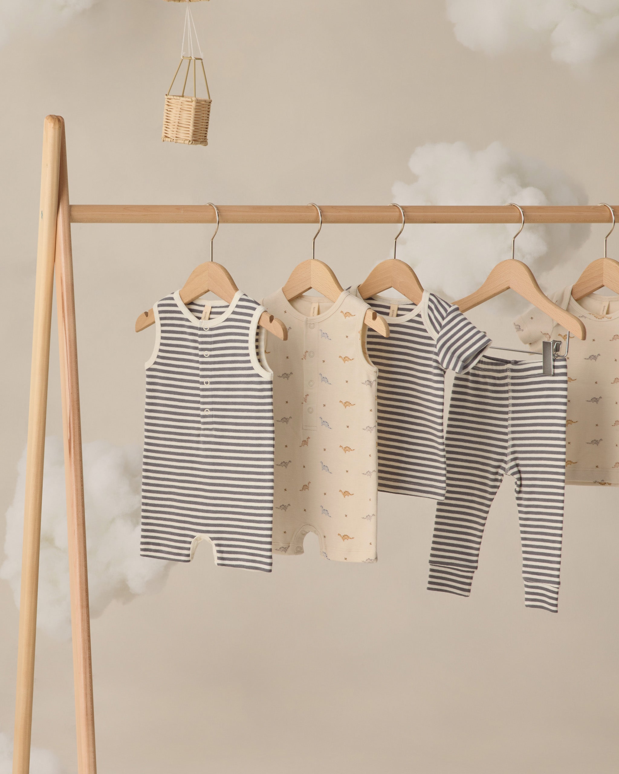 Ribbed Henley Romper Ocean Stripe - Rylee + Cru | Kids Clothes | Trendy Baby Clothes | Modern Infant Outfits |