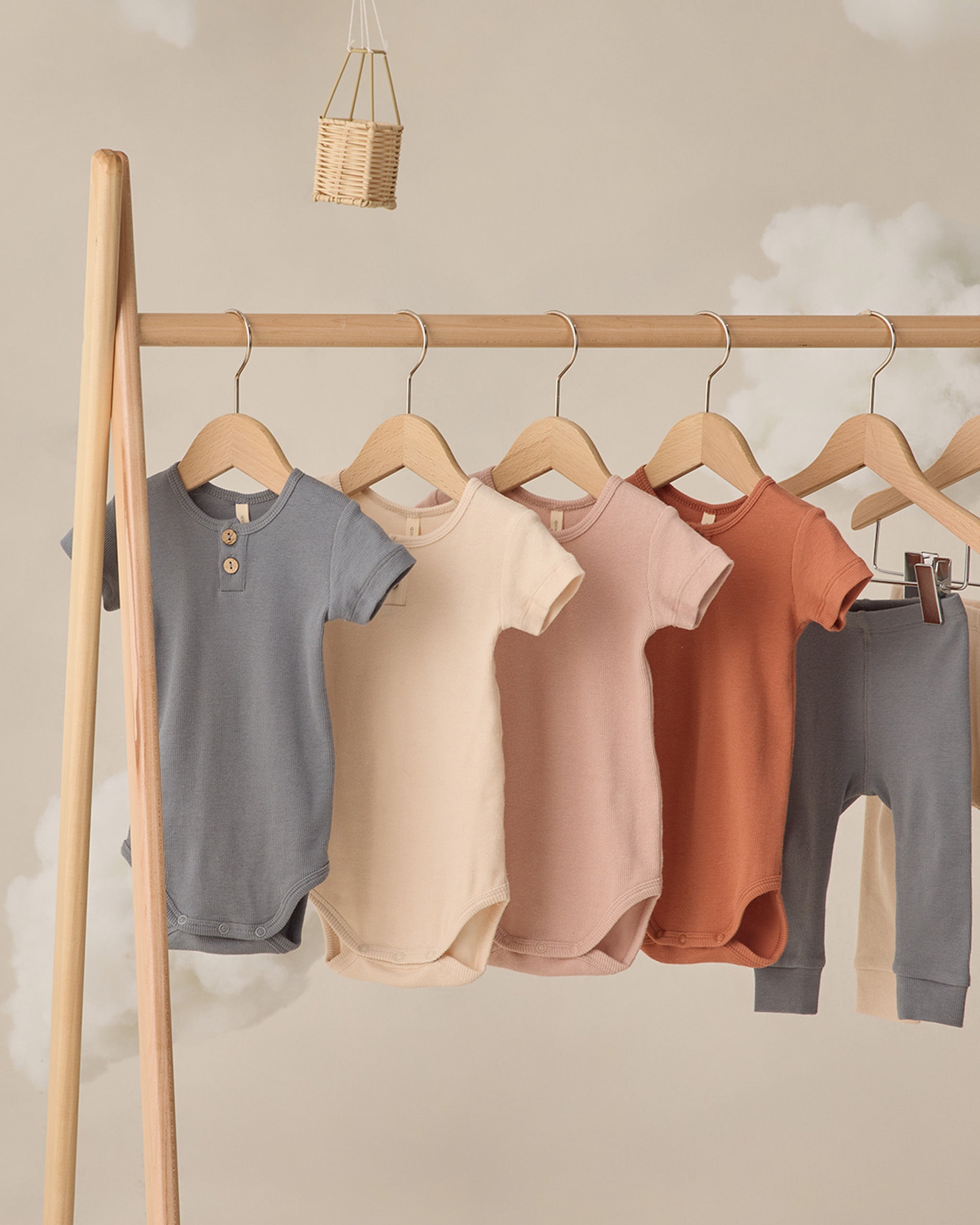 Ribbed Henley Bodysuit Poppy - Rylee + Cru | Kids Clothes | Trendy Baby Clothes | Modern Infant Outfits |