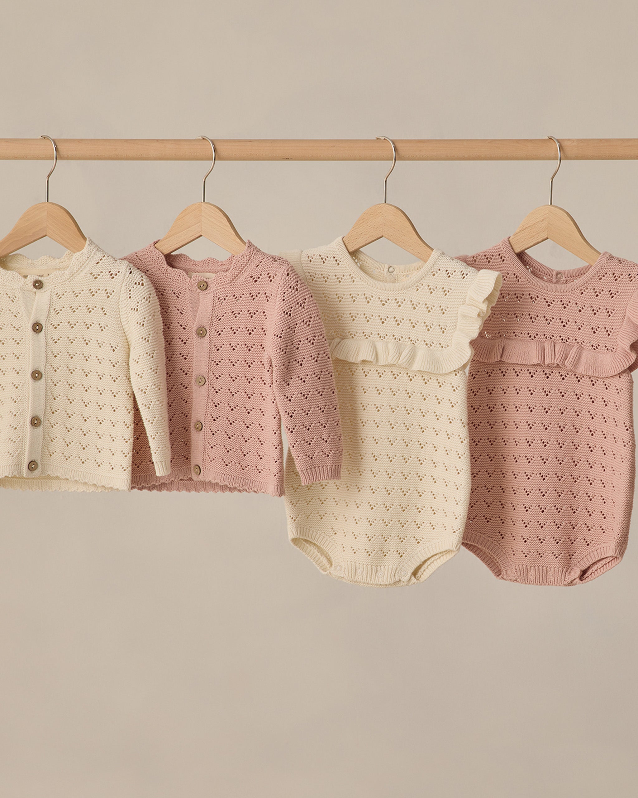 Pointelle Ruffle Romper Natural - Rylee + Cru | Kids Clothes | Trendy Baby Clothes | Modern Infant Outfits |