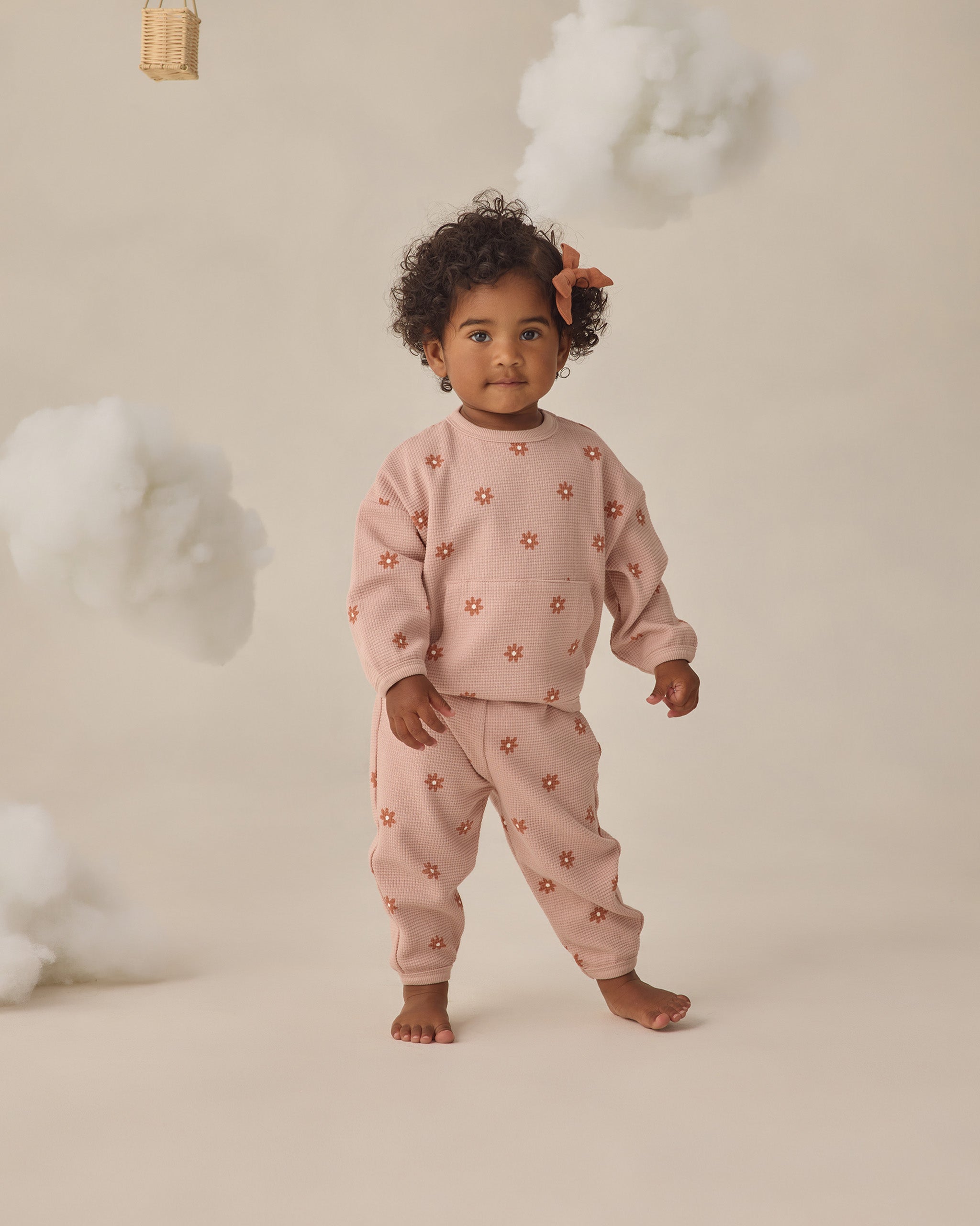Waffle Sweater Set Pink Daisy - Rylee + Cru | Kids Clothes | Trendy Baby Clothes | Modern Infant Outfits |