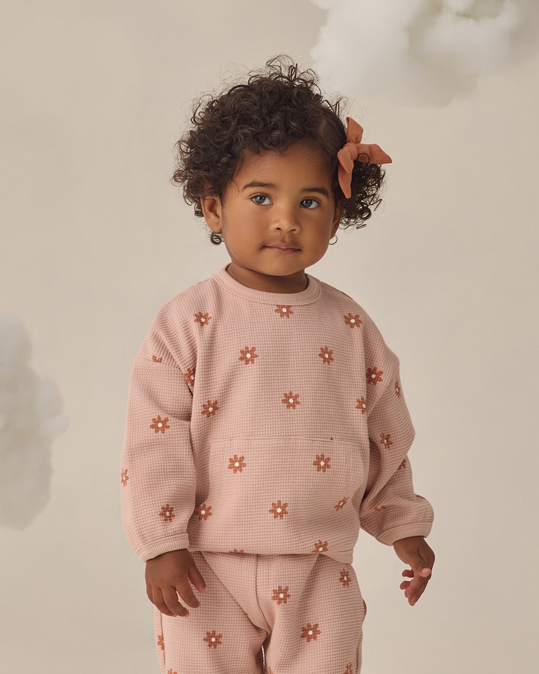 Waffle Sweater Set Pink Daisy - Rylee + Cru | Kids Clothes | Trendy Baby Clothes | Modern Infant Outfits |