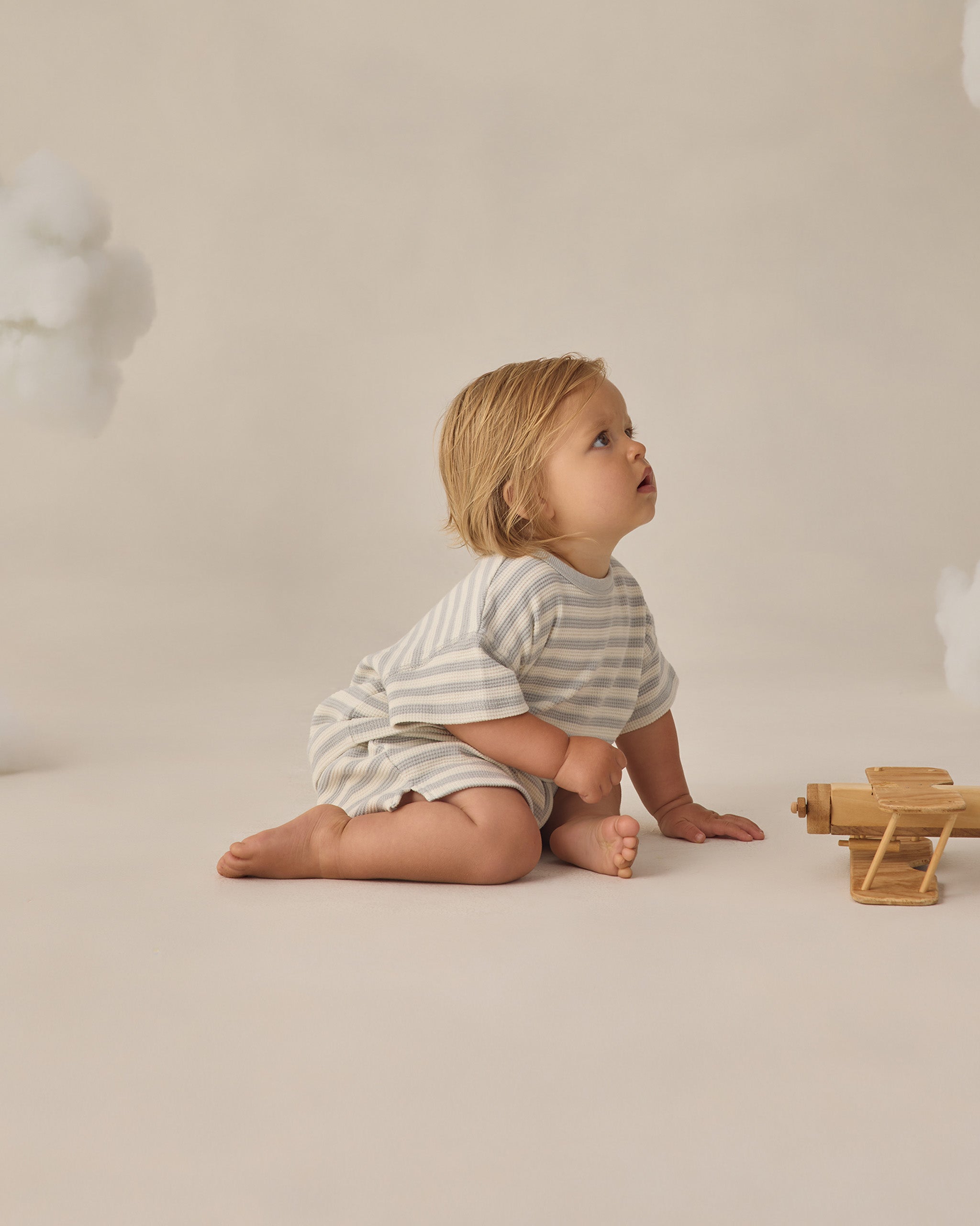 Waffle Tee + Short Set Sky Stripe - Rylee + Cru | Kids Clothes | Trendy Baby Clothes | Modern Infant Outfits |