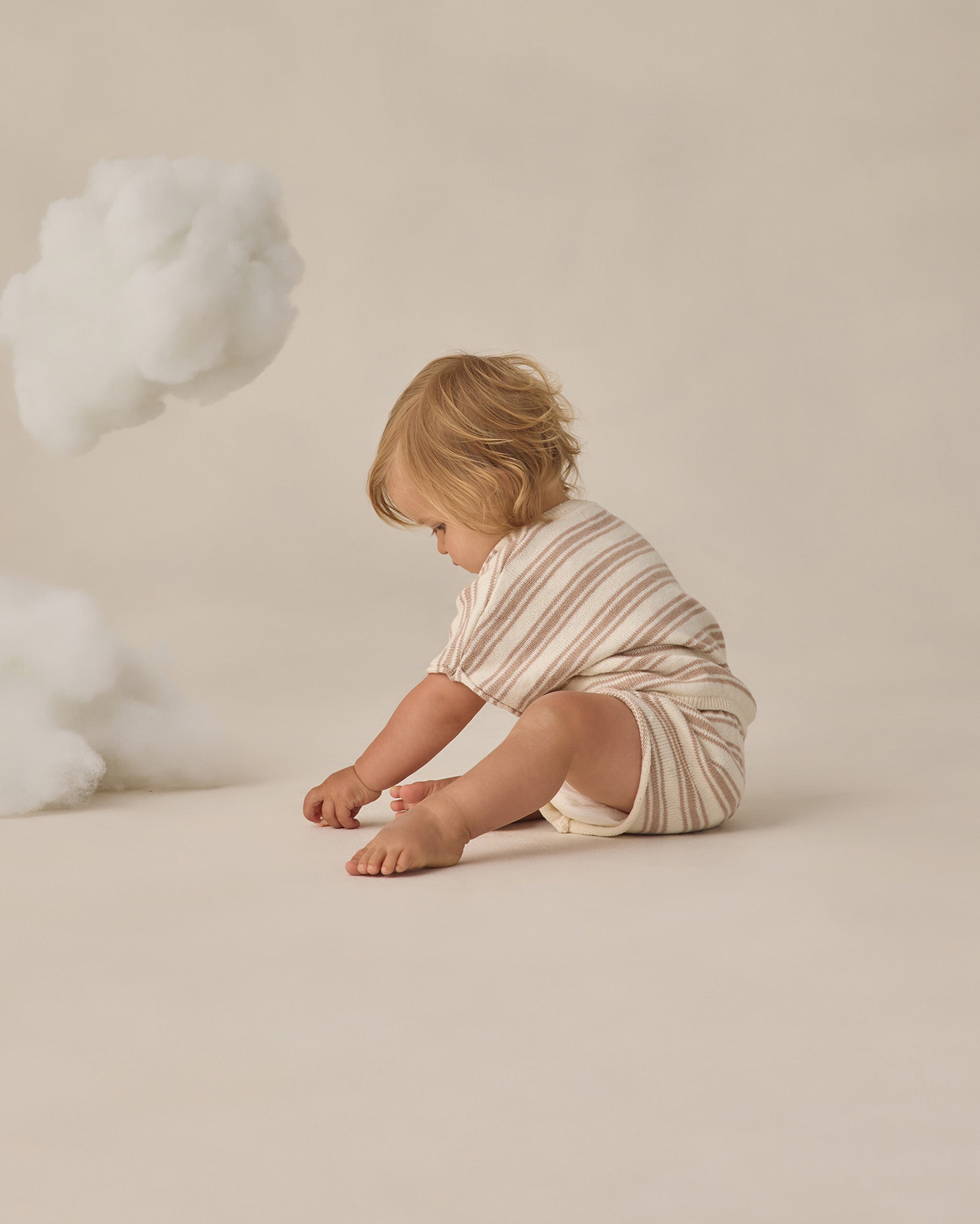 Relaxed Summer Knit Set Oat Stripe - Rylee + Cru | Kids Clothes | Trendy Baby Clothes | Modern Infant Outfits |