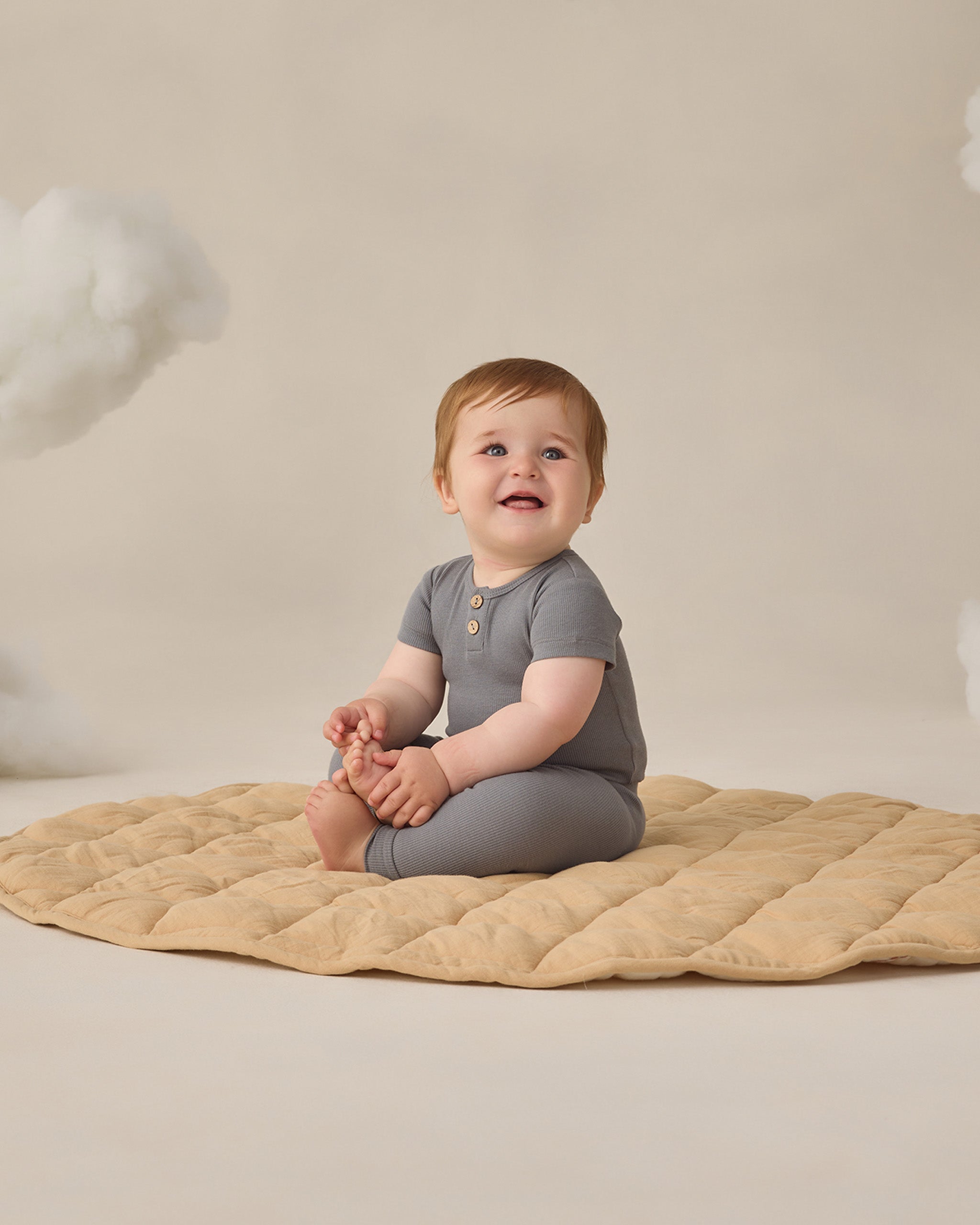 Ribbed Henley Bodysuit Ocean - Rylee + Cru | Kids Clothes | Trendy Baby Clothes | Modern Infant Outfits |