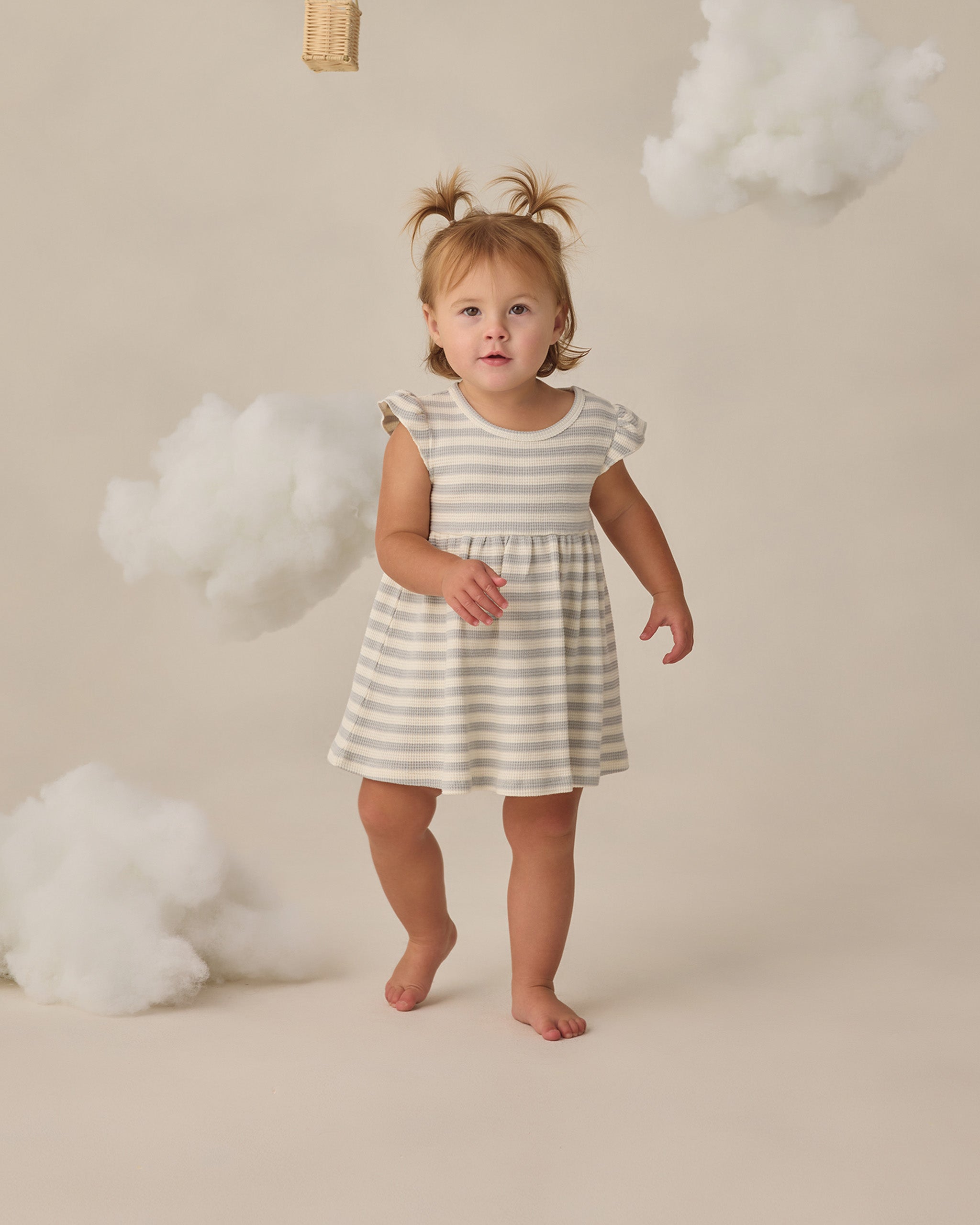 Flutter Sleeve Dress Sky Stripe - Rylee + Cru | Kids Clothes | Trendy Baby Clothes | Modern Infant Outfits |