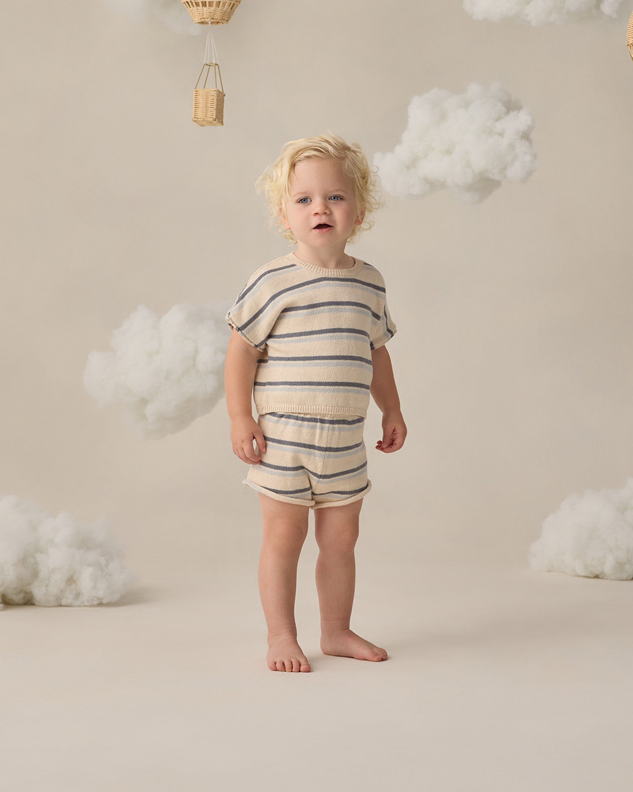 Relaxed Summer Knit Set Ocean Stripe - Rylee + Cru | Kids Clothes | Trendy Baby Clothes | Modern Infant Outfits |