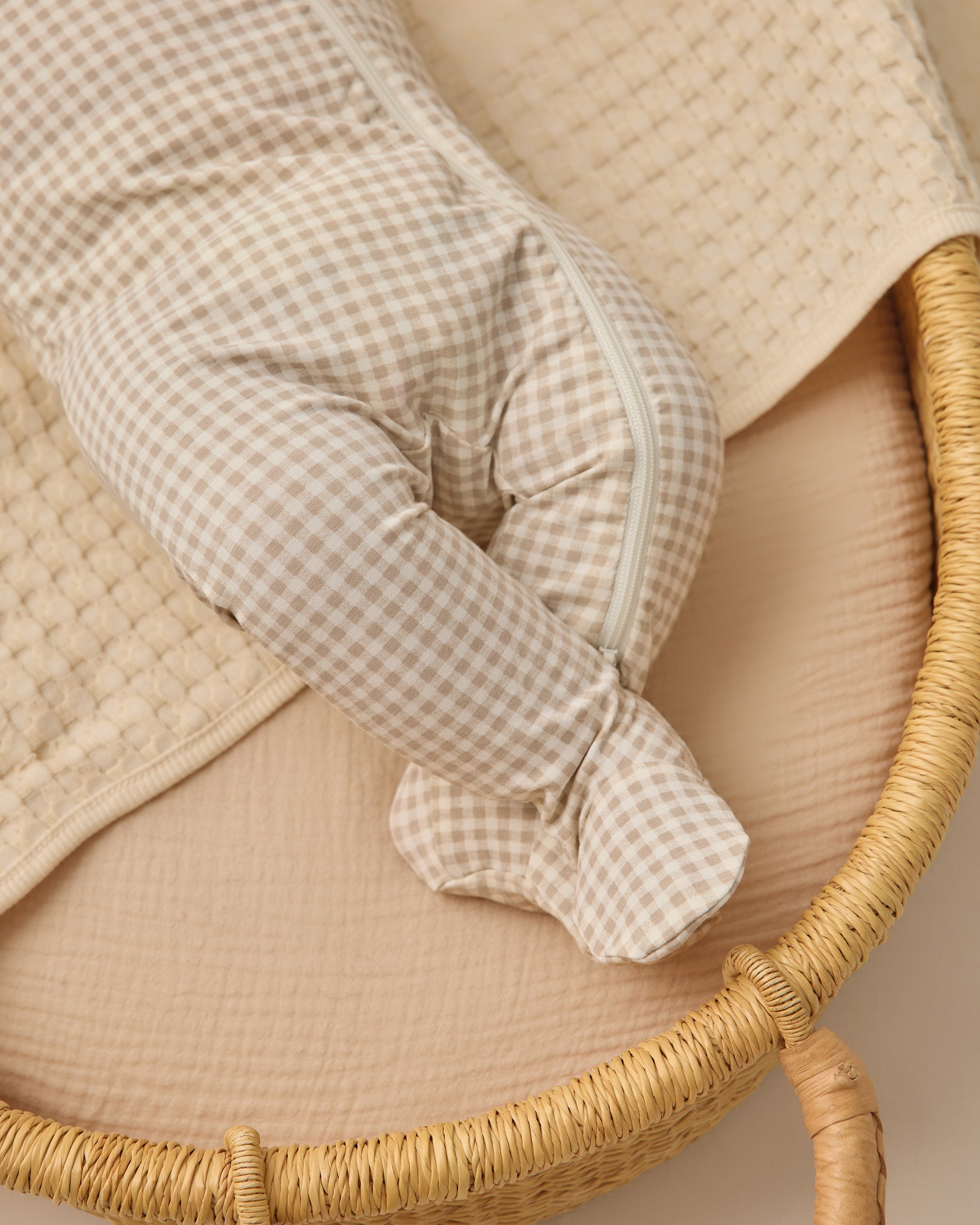 Bamboo Zip Footie Oat Gingham - Rylee + Cru | Kids Clothes | Trendy Baby Clothes | Modern Infant Outfits |