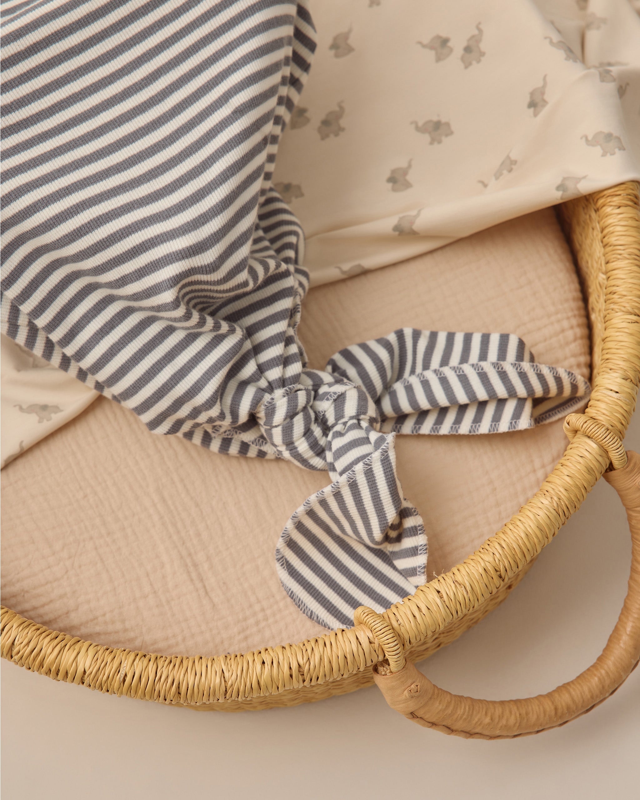 Knotted Baby Gown + Hat Set Ocean Stripe - Rylee + Cru | Kids Clothes | Trendy Baby Clothes | Modern Infant Outfits |