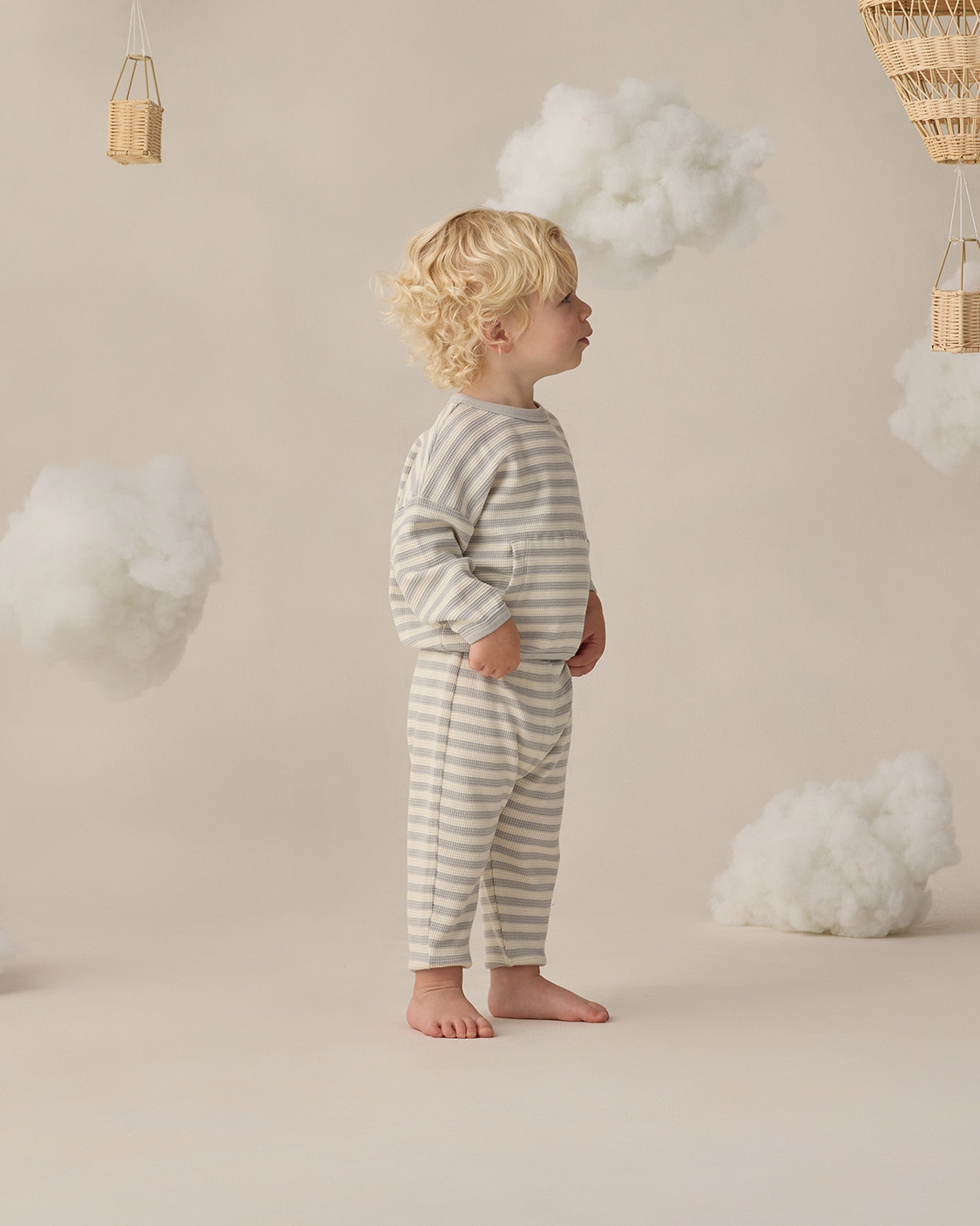 Waffle Sweater Set Sky Stripe - Rylee + Cru | Kids Clothes | Trendy Baby Clothes | Modern Infant Outfits |